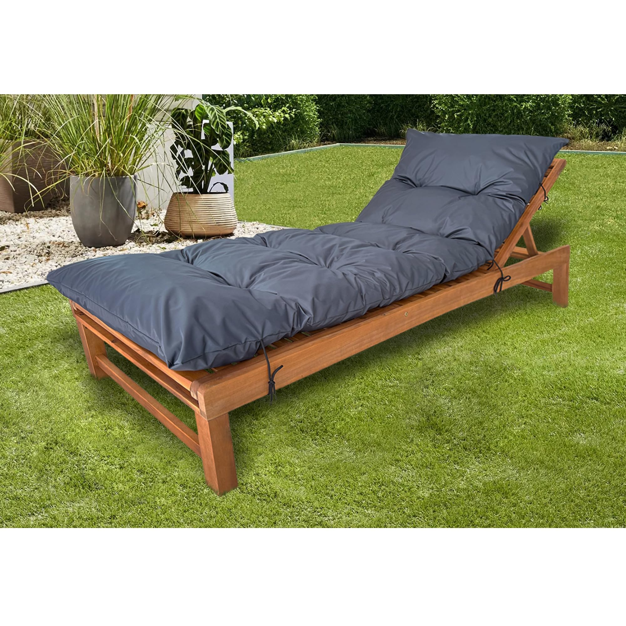 Sedia a sdraio da giardino, 200 x 58 x 10 cm, cuscino per sedia a sdraio e sdraio, tessuto impermeabile, cuscino da giardino, altalena, grafite