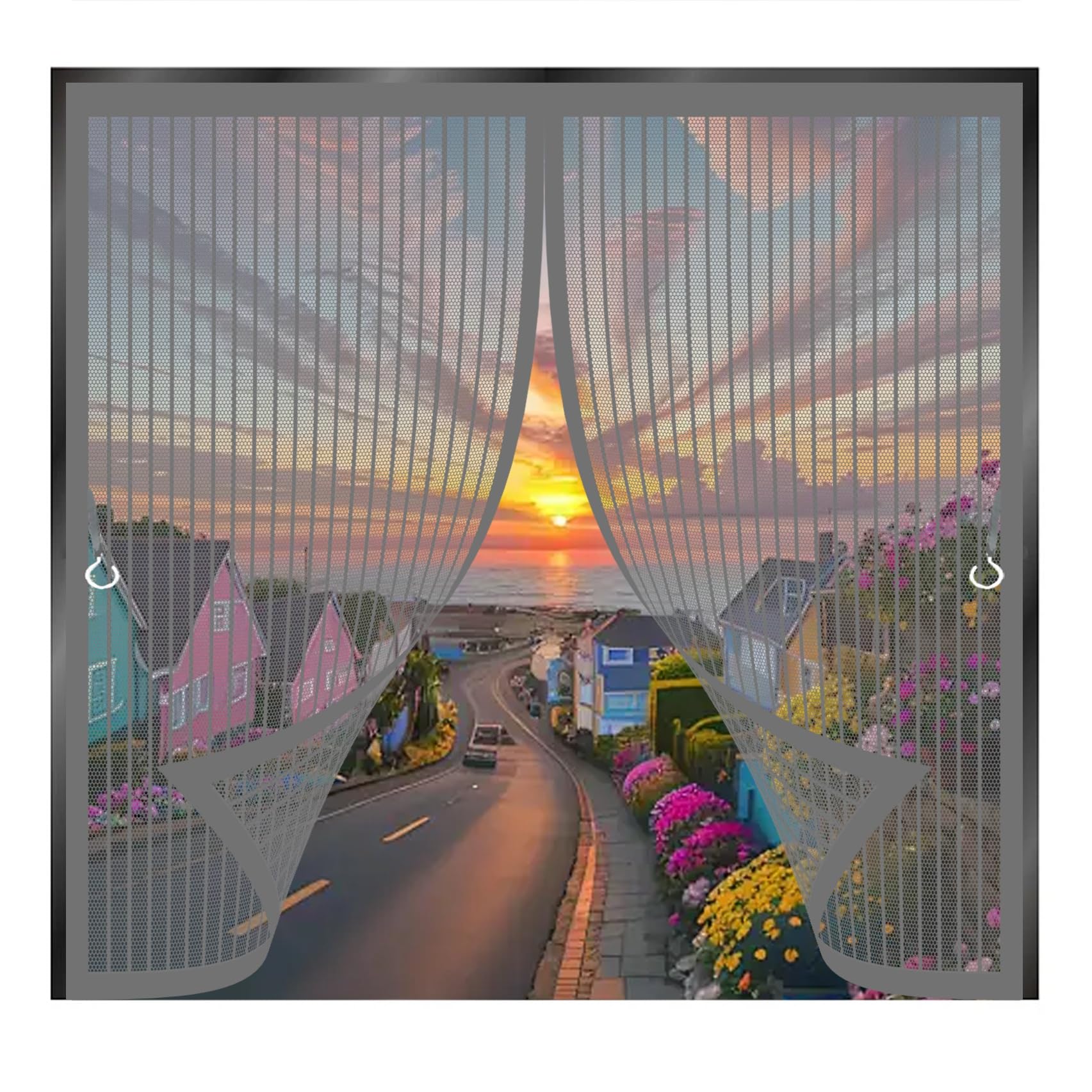 Magnetvorhang 185 x 150 cm Ohne Bohren mit Starken Magneten Selbstschließend, Kratzfest, Stärkere Magneten Insektenschutz Fenster Fliegengitter für Alle Türen Und Fenster, Grau