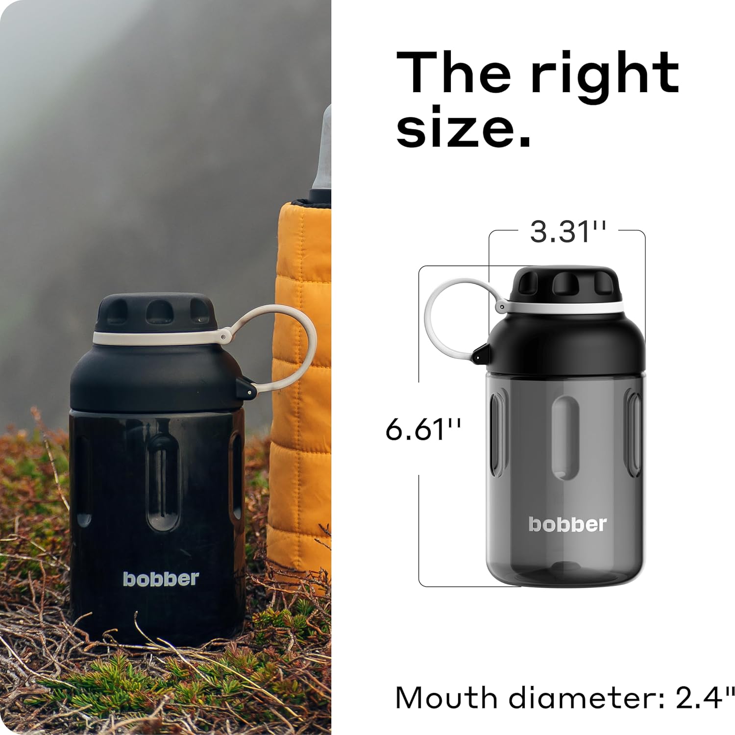 BOBBER 20 oz Tritan Water Bottle with Carry Strap & Strainer Lid — Premium Quality, Dishwasher Safe, Great for Gym, Squat — BPA Free, Leak Proof Workout Bottle for Men, Women (Black) - Image 6