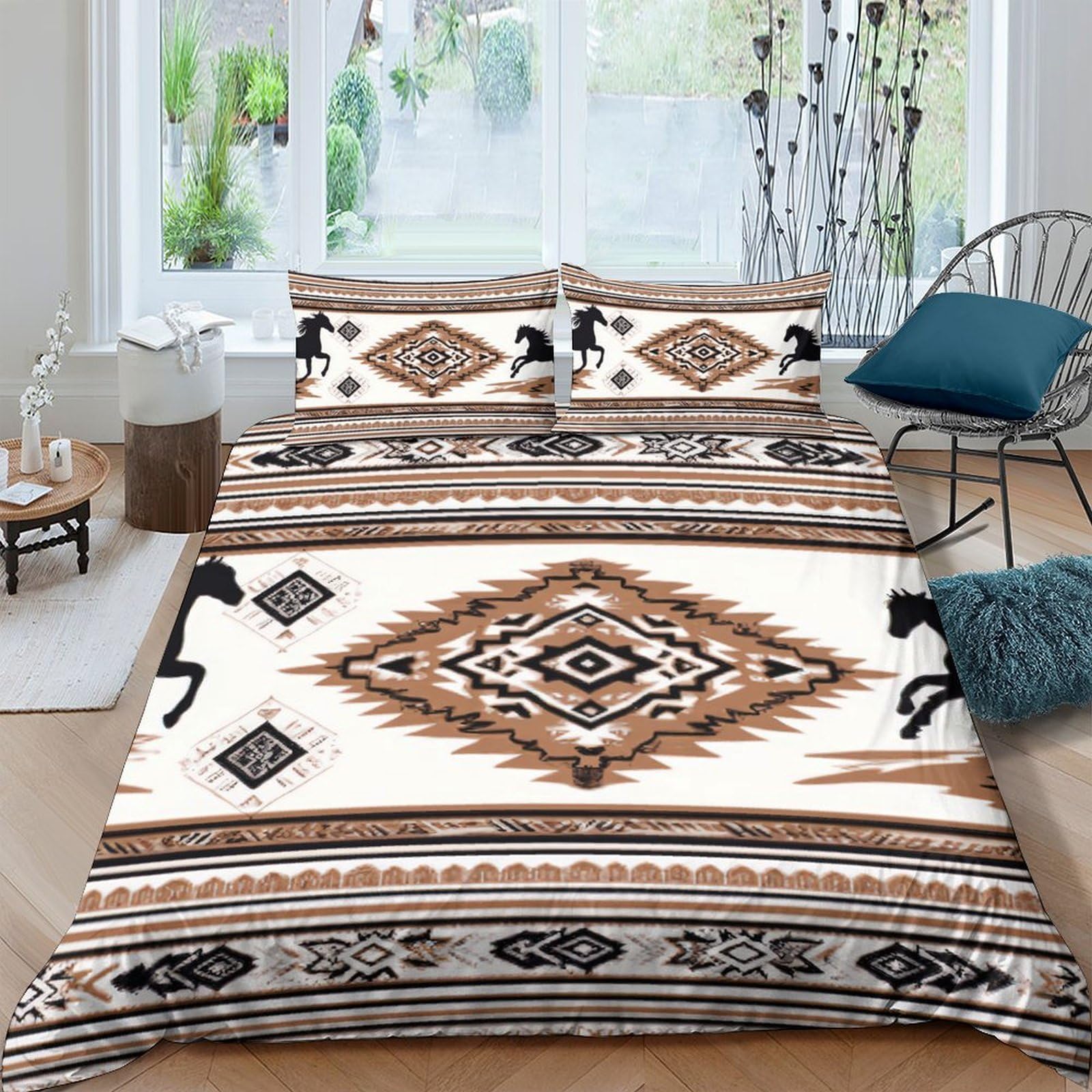 Ctjqhvkz Style-5 3D Printed Southwest Geometric Fitted Sheet Microfiber Soft Breathable Tribal Aztec Mattress Cover Bedroom Decor Single（135X200cm）