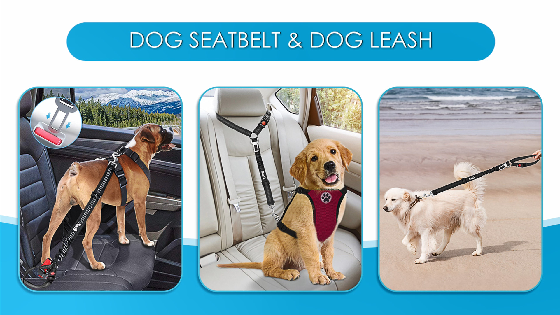 Lukovee Dog Car Seat Belt, 2 Pack Headrest Restraint Seatbelt, Adjustable Pet Safety Leads with Reflective Elastic Bungee for Dog Harness Collar Travel Daily Use (Fluorescent Pink,Headrest) - image 8