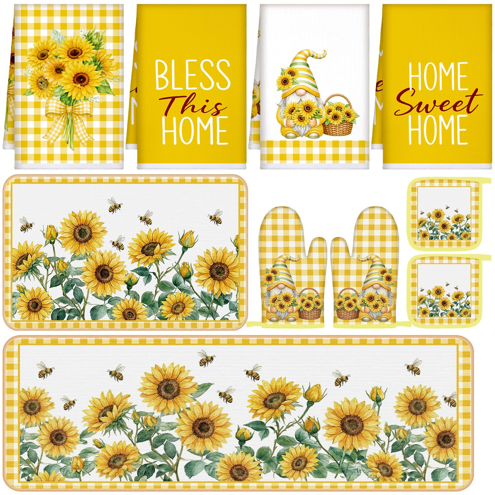 Fourluoo Kitchen Towels & Oven Mitts Set - Farmhouse Decor -18