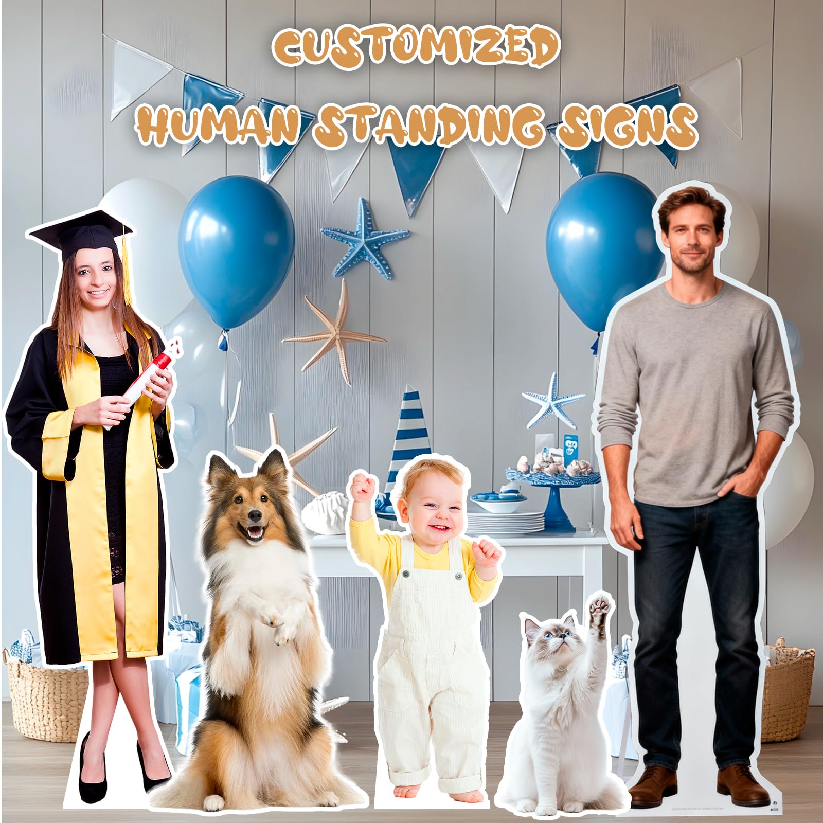Figura de cartón tamaño Real Personalizable con pie, Ideal para Bodas, Fiestas, Halloween, Navidad Cualquier celebración