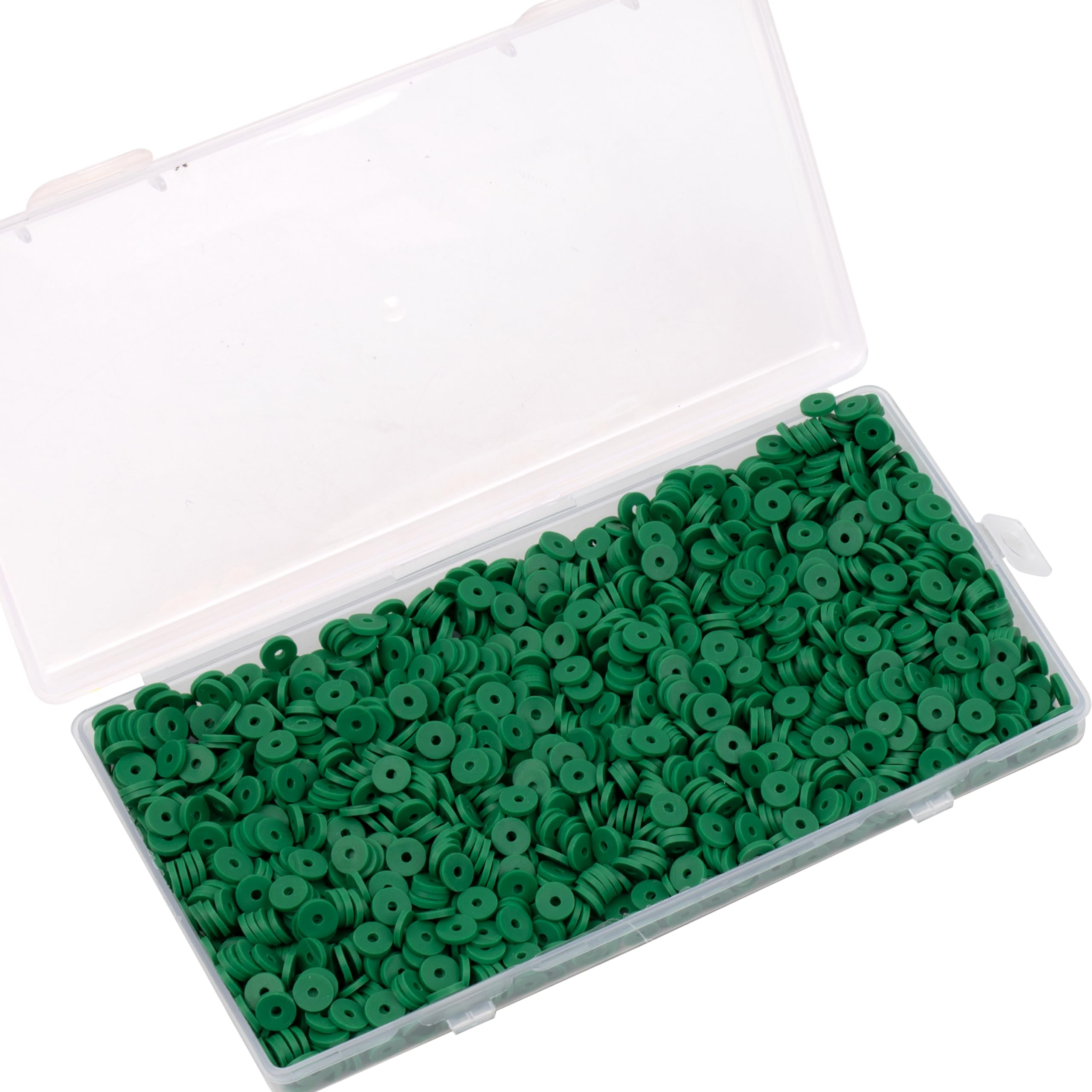 2000Pcs White Clay Beads Polymer Clay Spacer Beads Flat Beads 6mm Round Heishi Vinyl Beads for DIY Craft Gift Adults Bracelets Necklace Jewelry Making Earring Accessories (Green)