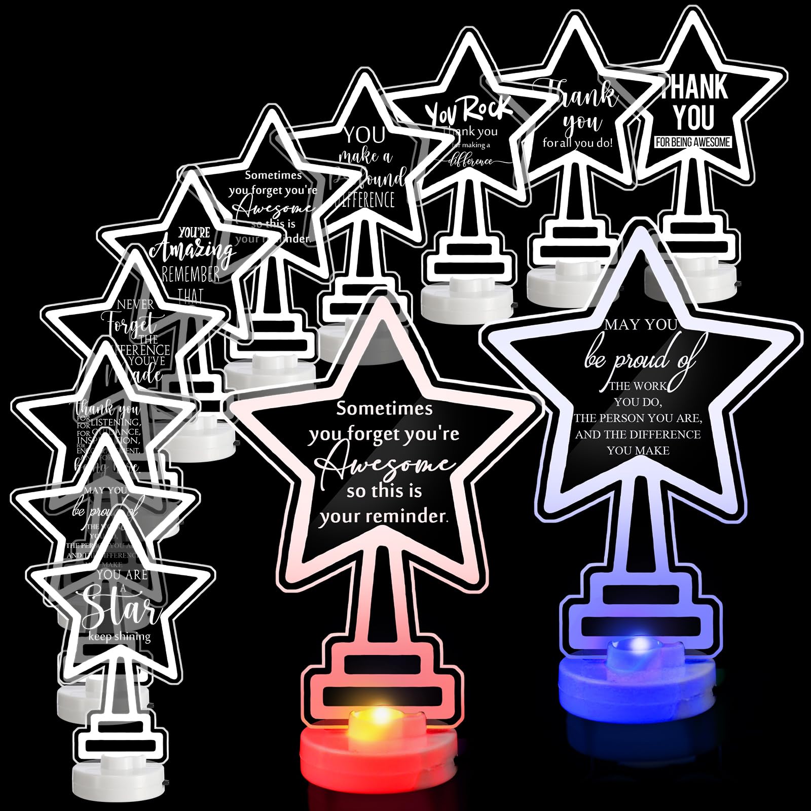 30 Pcs Teacher Appreciation Gifts for Employee Thank You Acrylic Night Light with Base LED Night Light Office Inspirational Gift for Coworker Nurse Graduation Secretary Team(Gratitude Sign)