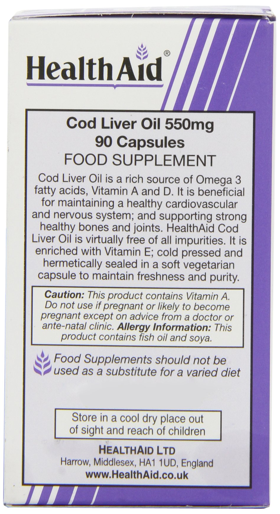 Health Aid Cod Liver Oil 550mg, 90 Caps