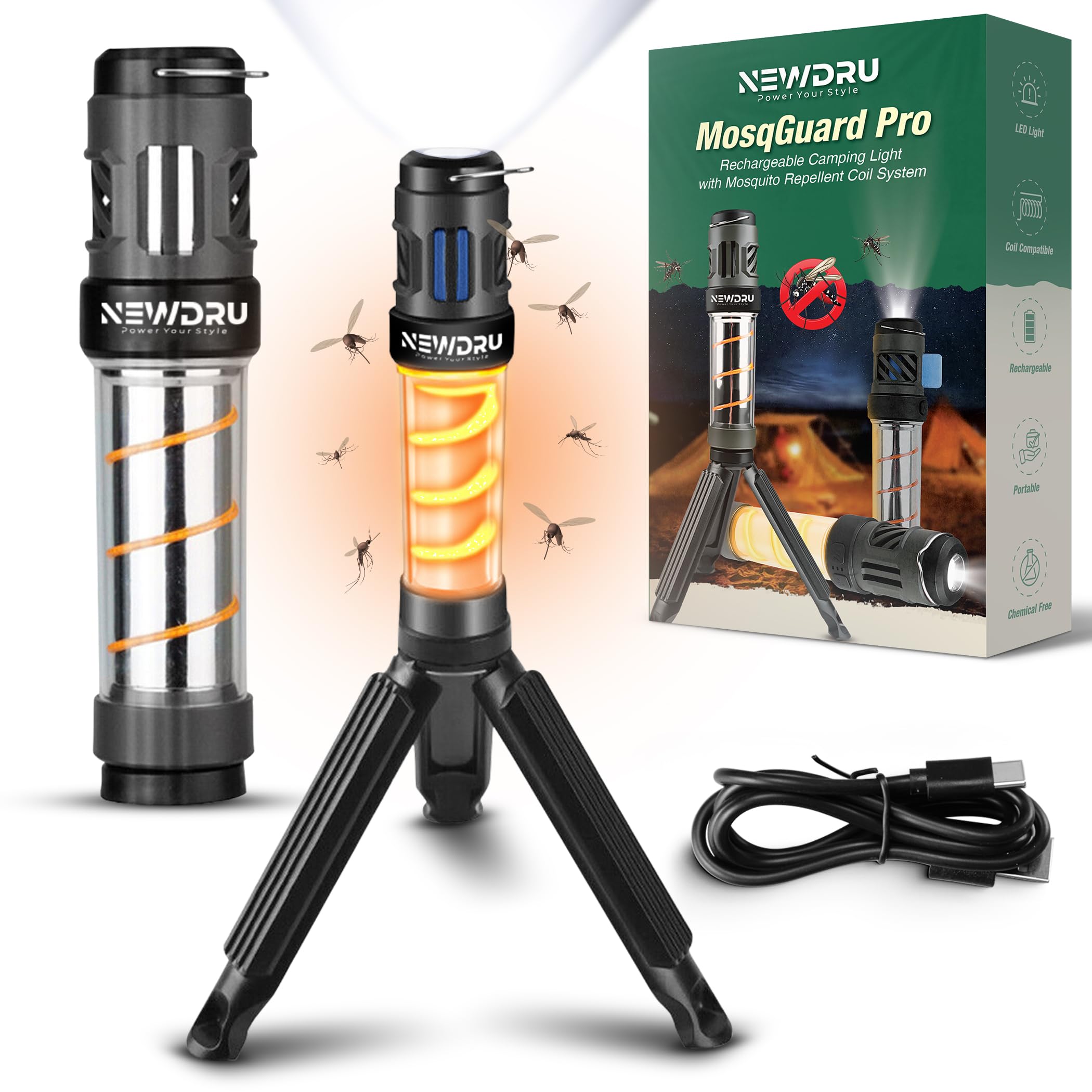 NEWDRU MosqGuard Pro Rechargeable Camping Light with Mosquito Repellent Coil | USB Type-C | 3-in-1 Portable Light | Water Resistant | Outdoor Hiking Gear-image-43