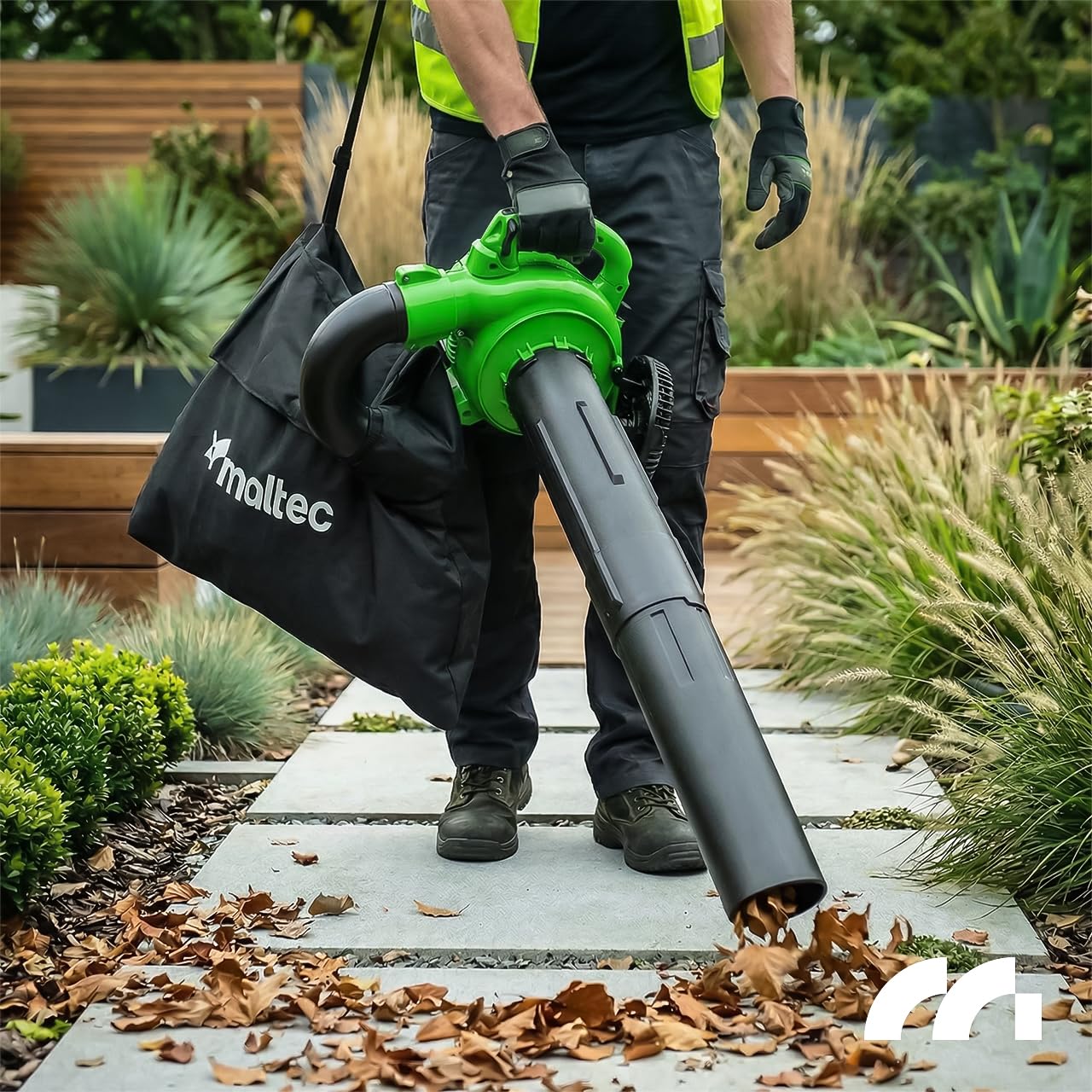 Benzin Laubsauger Laubbläser Gartenstaubsauger mit Häcksler MalTec MasterBlow7500W Motor 2-Takt 26cc Staubsauger Schredder