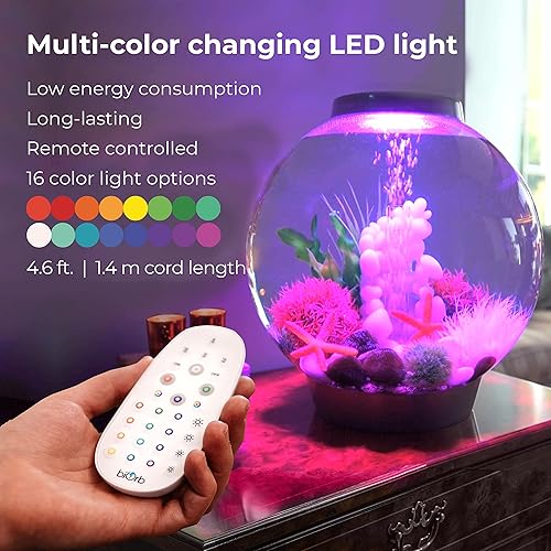 Miniatura 6 de biOrb Acuario clásico 60 acrílico de 16 galones con luces LED multicolor controladas a distancia, tanque moderno para exhibición de mesa, plateado