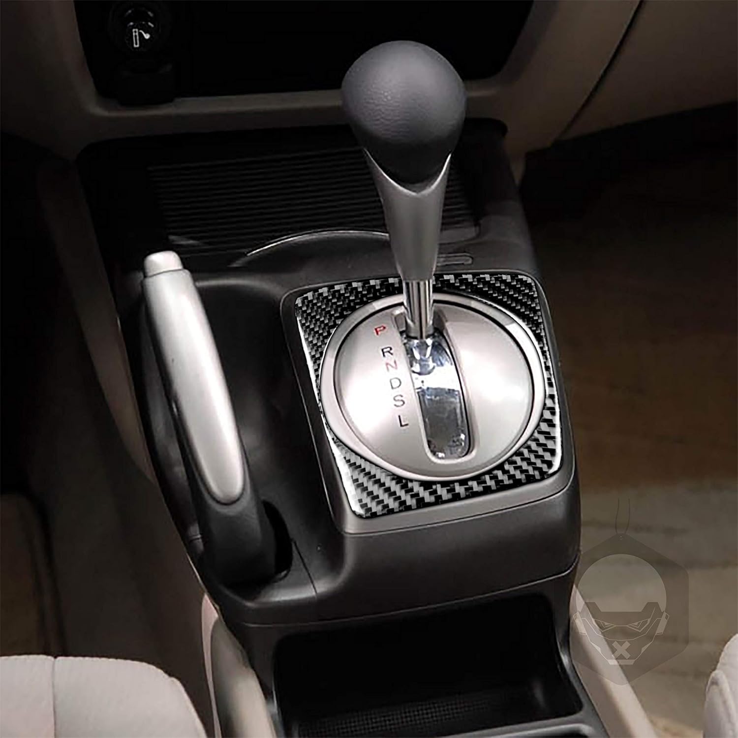 Real Soft Carbon Fiber Decal Automatic Gear Shift Panel External Frame Car Interior Accessories Decoration Sticker Compatible with Civic 8 Gen 2006-2011 Black(Type A) image 2