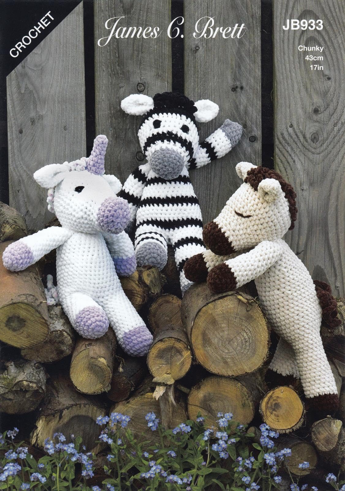 James C. Brett Multicolor Jb933 Crochet Pattern Horse Unicorn And Zebra Toys In Flutterby