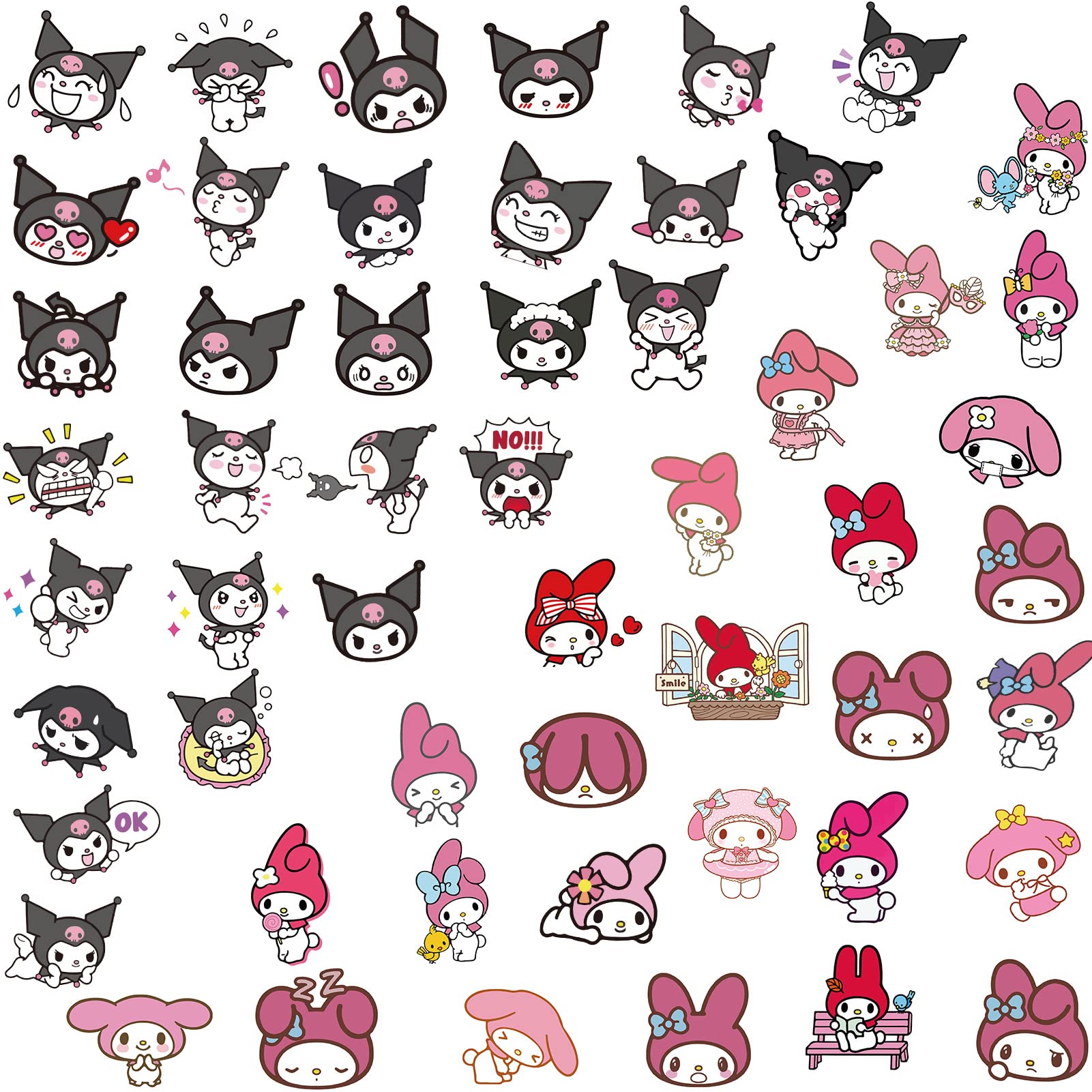 100pcs Cartoon Sanrio Stickers For Kids Hello Kitty Mymelody Kuromi | Seychelles