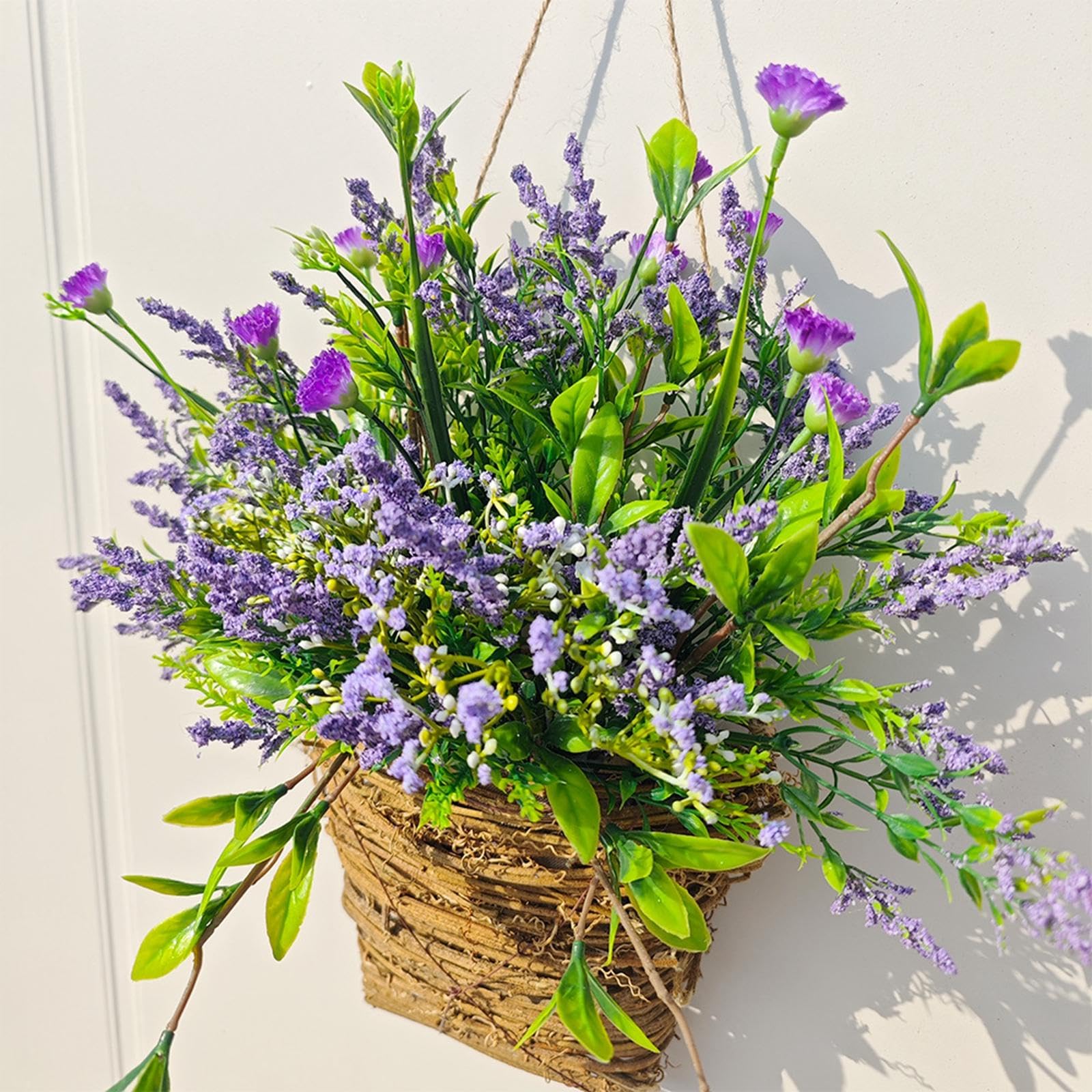 Ghirlanda di fiori artificiali da appendere alla porta d'ingresso, ghirlanda di fiori artificiali da appendere al cortile, ghirlanda primaverile con fiori di campo artificiali per balcone, ghirlande