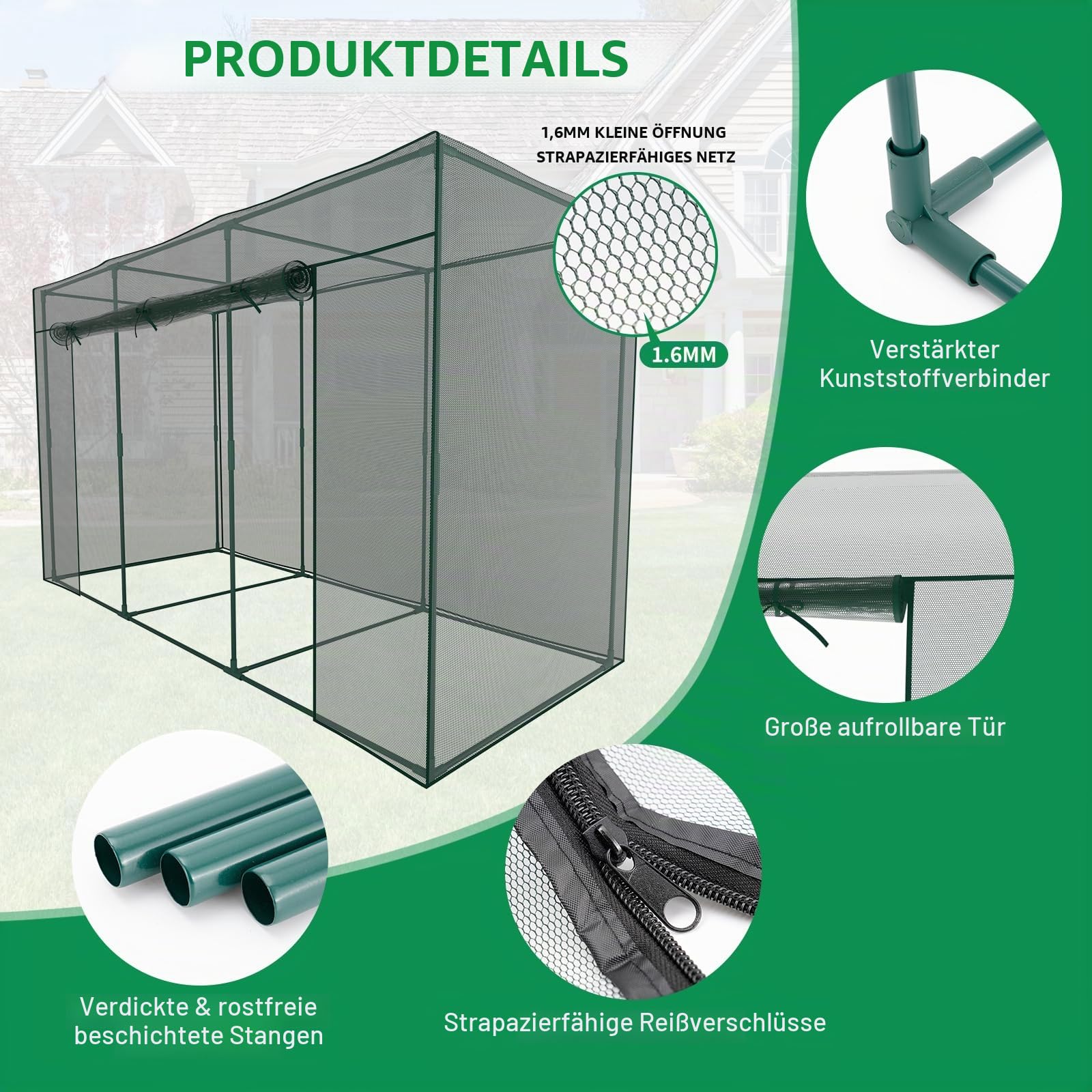 SUNYRISY 300x100x180 cm Gartenzaun Pflanzenkäfig Pflanzennetz für Tomaten Topfpflanzen Gemüse Blumen Schutz, Netz-Gewächshaus Gartennetz Zschafzaun Fence für Garten, Quadrat