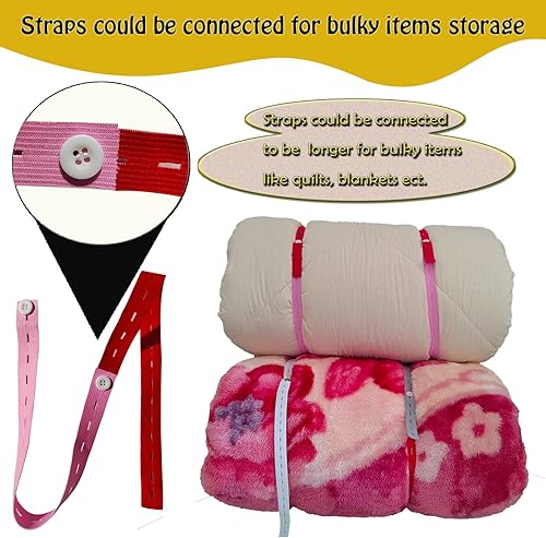 Miniatura 5 de 100 bandas elásticas con botones y ojales banda elástica reutilizable banda de almacenamiento de ropa correa ajustable de almacenamiento de ropa