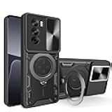 Compatible with Oppo Reno 12 Pro 5G Case,with Slide Camera Lens Cover Compatible with Oppo Reno12 Pro 5G CPH2629 Case Black