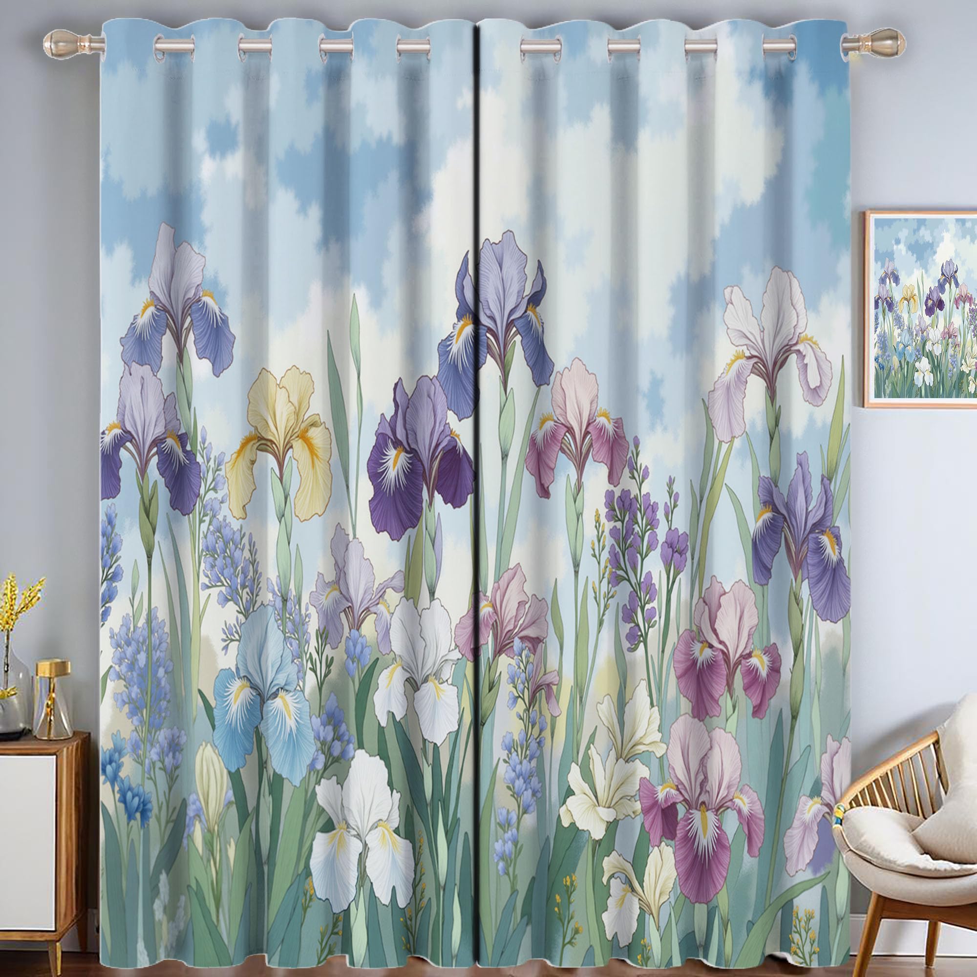 Rideaux occultants violets régulation thermique herbe sauvage