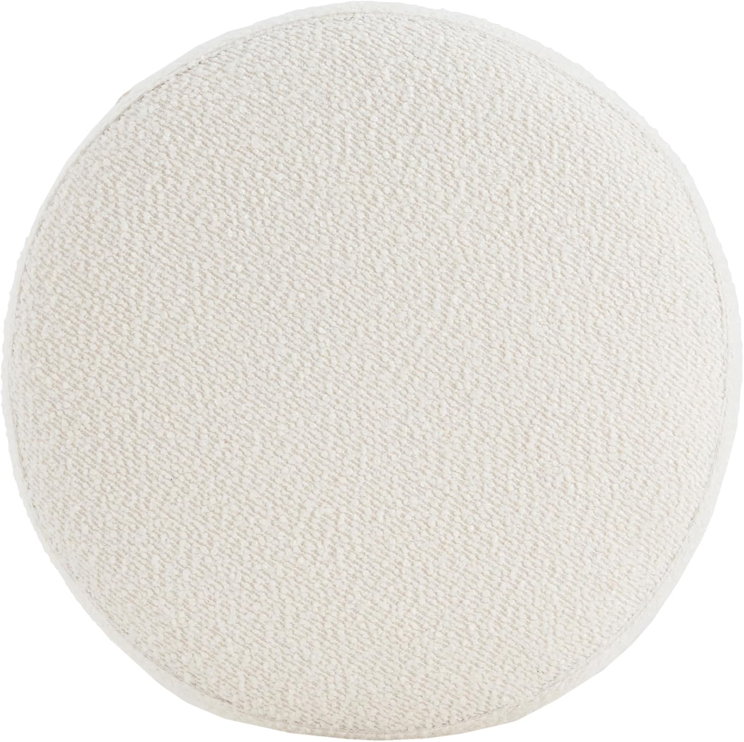 Christopher Knight Home Aubrie Counter Height Bar Stools Set of 2, Boucle Fabric Round Bar Stool for Kitchen Island, Wooden Backless Dining Room Chair, Counter Stool with Footrest, Natural+Milky White