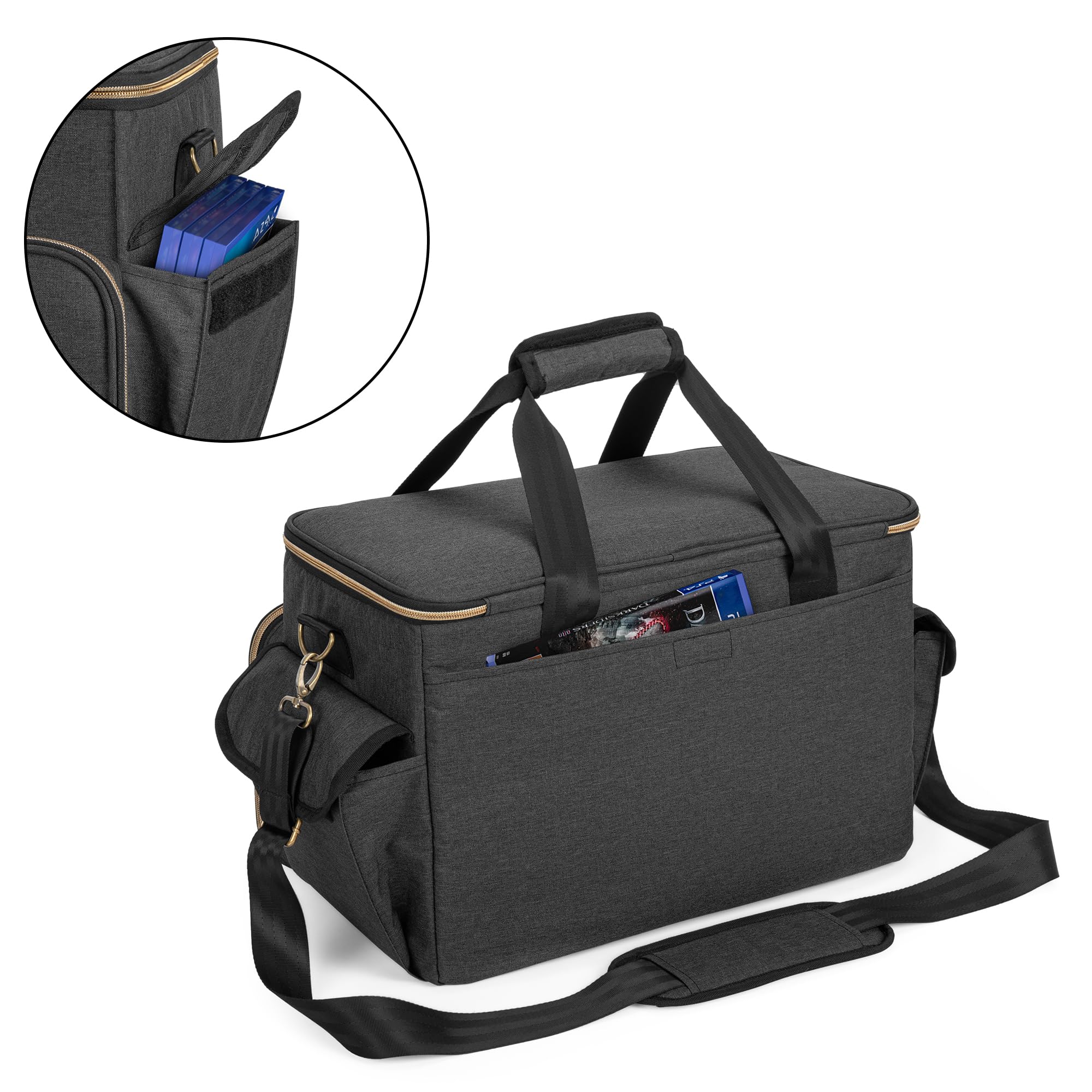 Trunab Torba Podróżna na Konsolę do Gier Kompatybilna z PS5/PS4/Xbox One, Torba na Ramię na Playstation 4/5, Futerał z Wieloma Kieszeniami na Laptopa 15,6” i Akcesoria do Gier