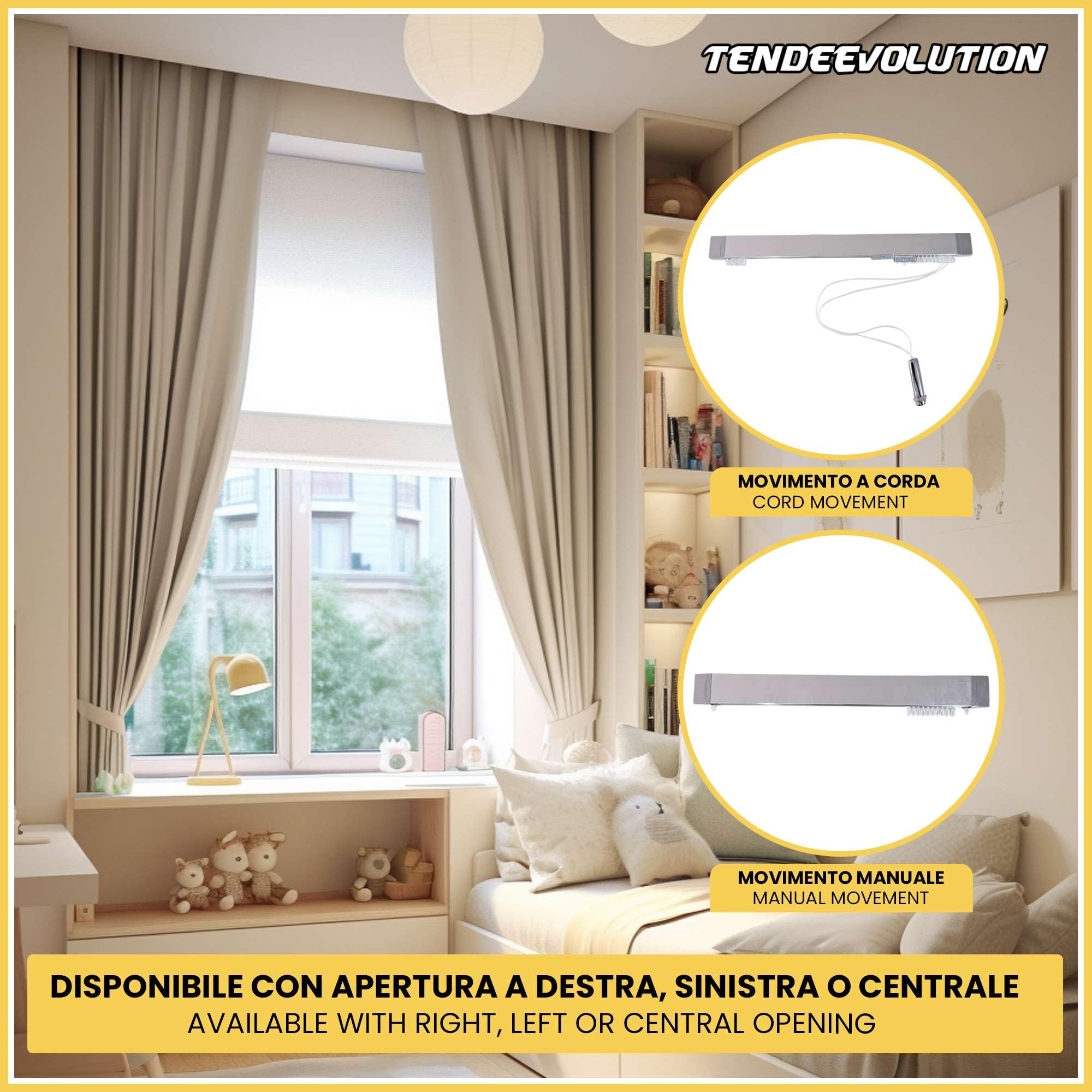 TENDEEVOLUTION - Binario Tenda Soffitto o Parete 40 x 13 mm in Alluminio, Colore e Accessori Personalizzabili su Misura. Binario per Tende a Onda o Arricciate, Curtain Track
