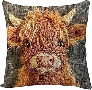 18x18 Zoll Vintage Kuh Kissenbezug - 2D bedruckter Polyester-Kissenbezug mit verstecktem Reißverschluss