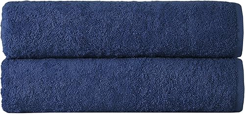 Classic Turkish Towels Juego de 2 toallas de baño de lujo, 100% algodón turco, de secado rápido, suaves y súper absorbentes, color azul marino