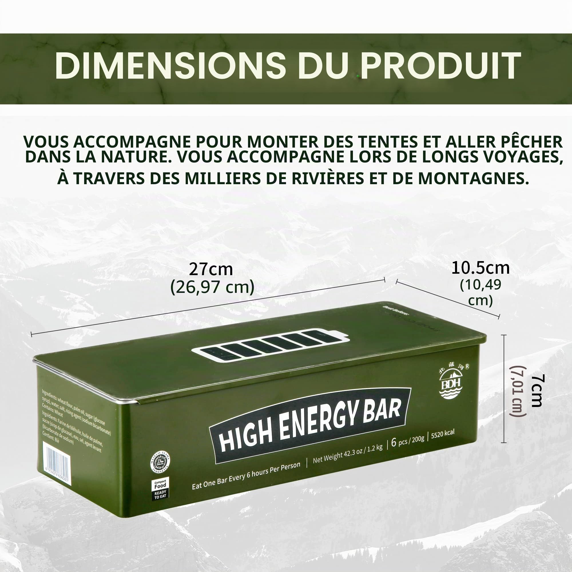Barres de ration alimentaire d'urgence, nourriture de survie avec boîte en étain, 20 ans de long, pour camping, urgence, tempête de neige, kit de préparation aux catastrophes, saveur originale