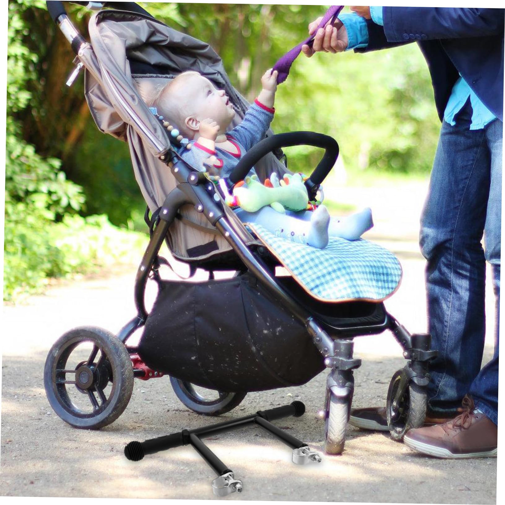 Extension de Poignée Poussette Robuste Réglable pour Tout- Accessoire Antidérapant Compatible avec Guidon Prolongateur de Guidon Poussette Confortable pour Parents