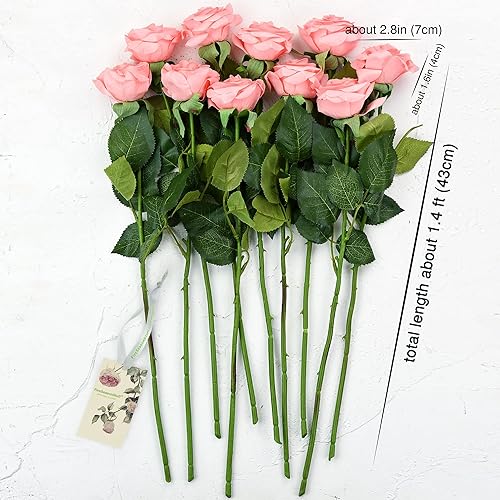 Miniatura 116 de FiveSeasonStuff 12 tallos de flores artificiales, rosas de seda de tacto real para decoración de bodas, ramos de novia, centros de mesa, fiestas y 9