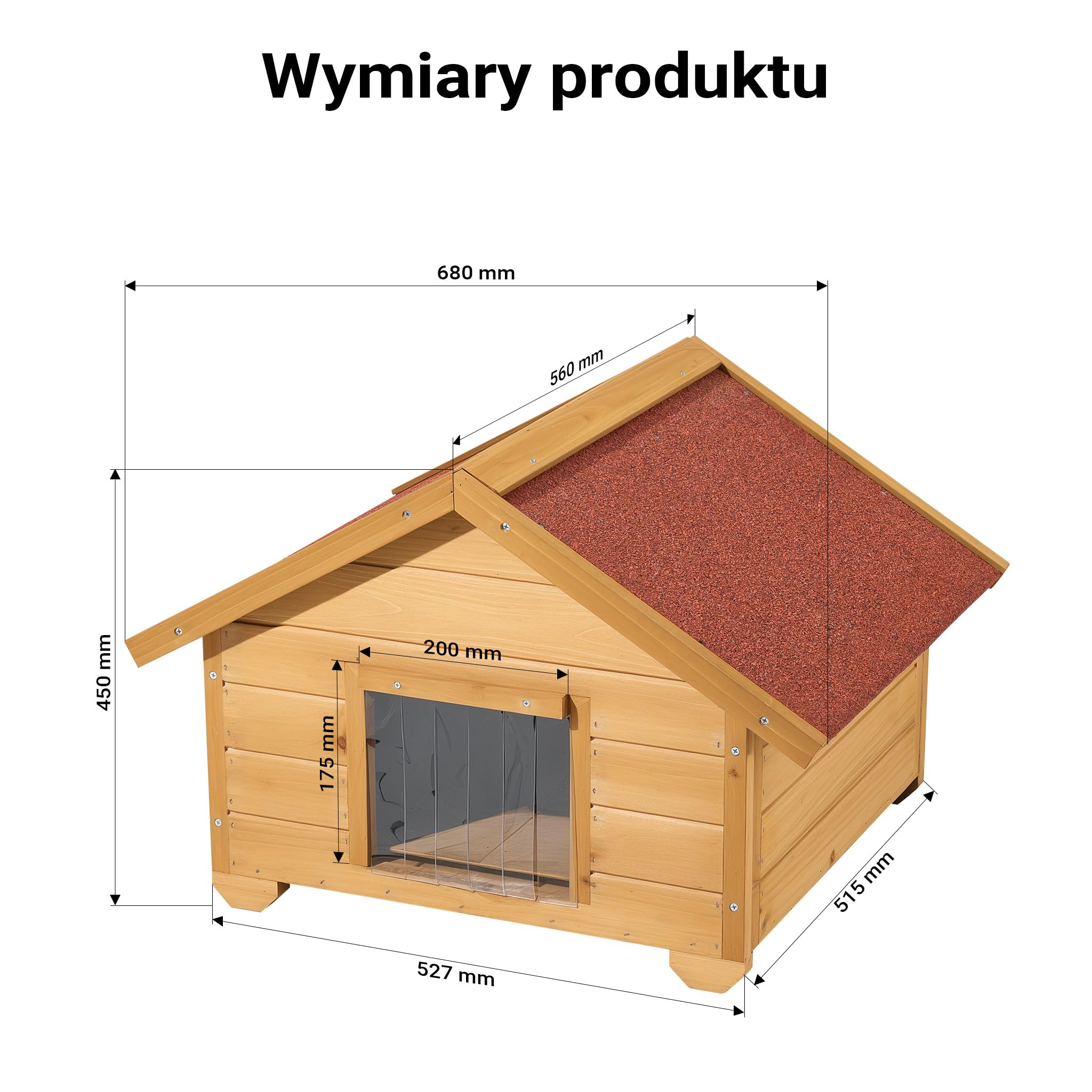 Wiltec mały domek dla kota 68 x 53 x 47 cm wykonany z drewna, domek dla kota do ogrodu lub na taras, kuweta izolowana, odporna na warunki atmosferyczne, jaskinia dla kota