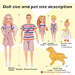 Ebuddy Famille Dollhouse Dolls Playset - 6 Personnes avec maison de poupées Animaux inclus enceinte maman papa 3 Enfants et accessoires pour 3-12 ans
