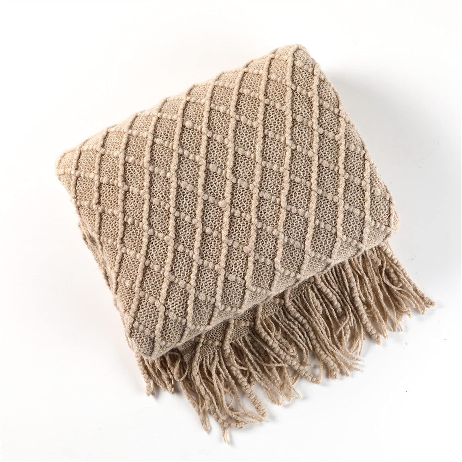 Plaid acrylique tricoté style nordique 127x172cm pour décoration canapé coloris B
