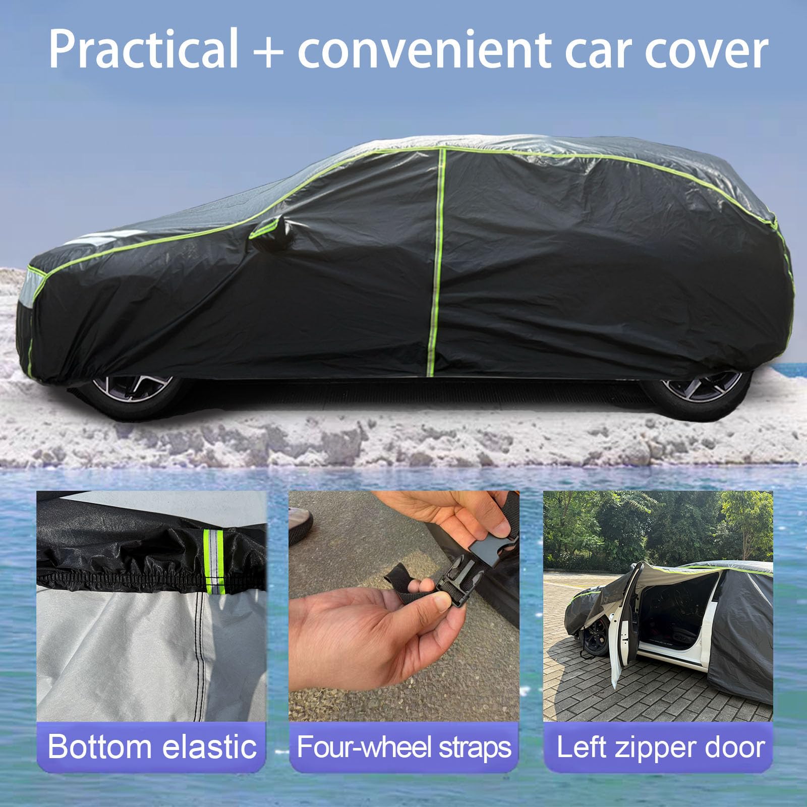 SUV Car Cover Waterproof All Weather for Automobiles Outdoor Full Cover Rain Sun UV Protection Cotton Fit Cadillac — view 4