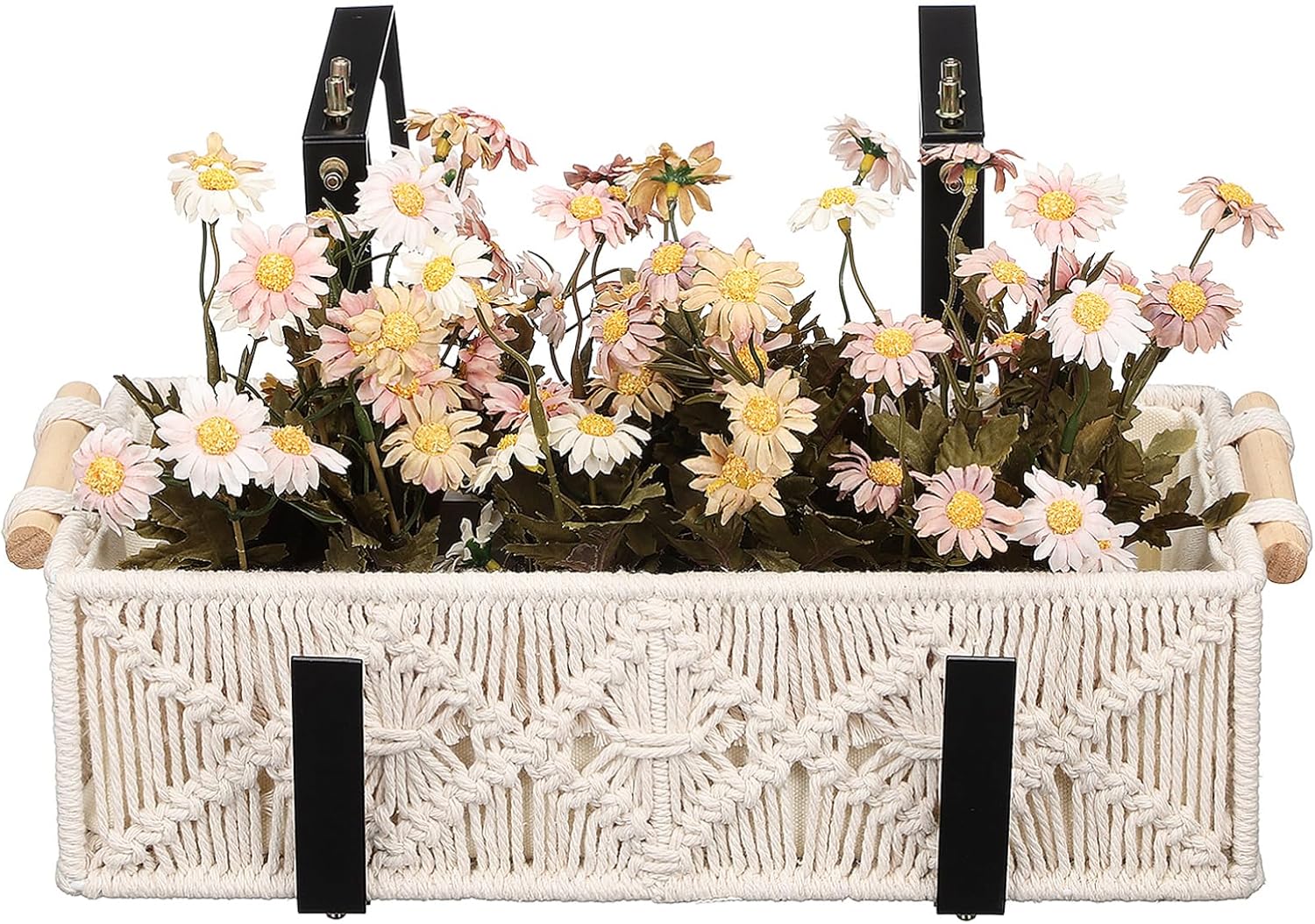 2pcs Flower Box Brackets for Railings Adjustable Planter Hangers for Use