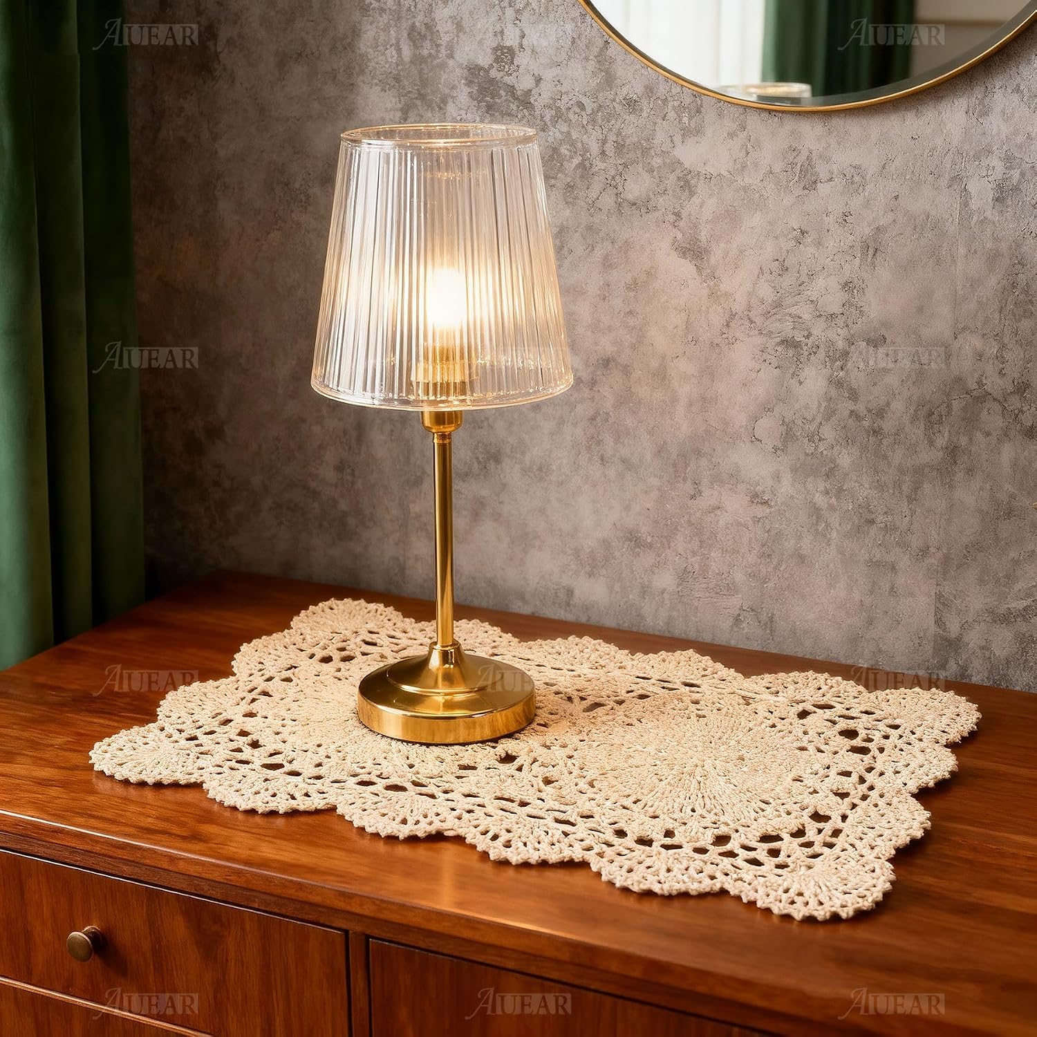 AUEAR, 2 Pcs Crochet Cotton Lace Placemats Doilies Rectangle Doily Beige Handmade for Dressers and End Tables, 17 * 9.5 inch