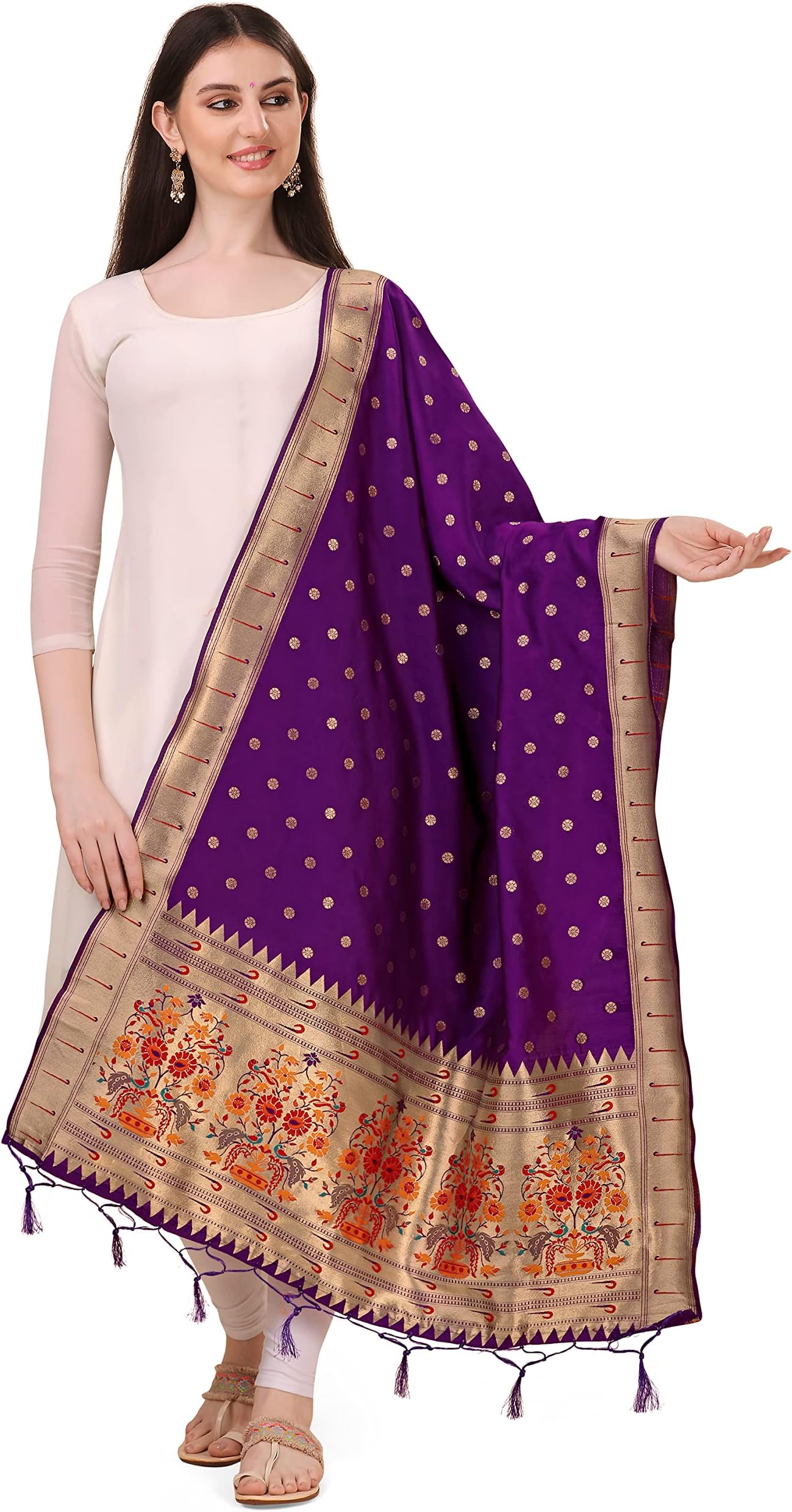 DEVANGIAnimal Print Silk Paithani Dupatta
