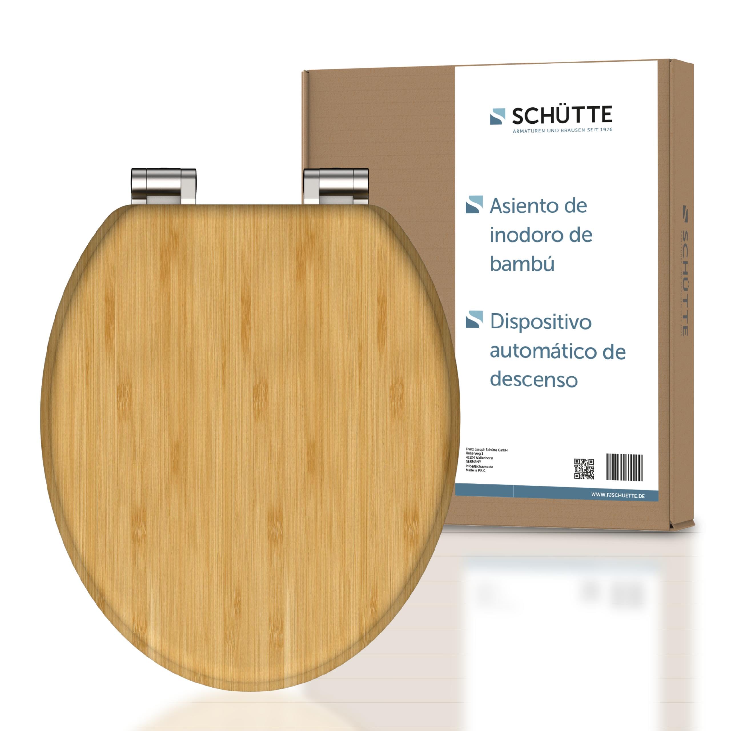 Schütte 81101-A - Asiento de inodoro con tapa de madera maciza de bambú (150 kg)