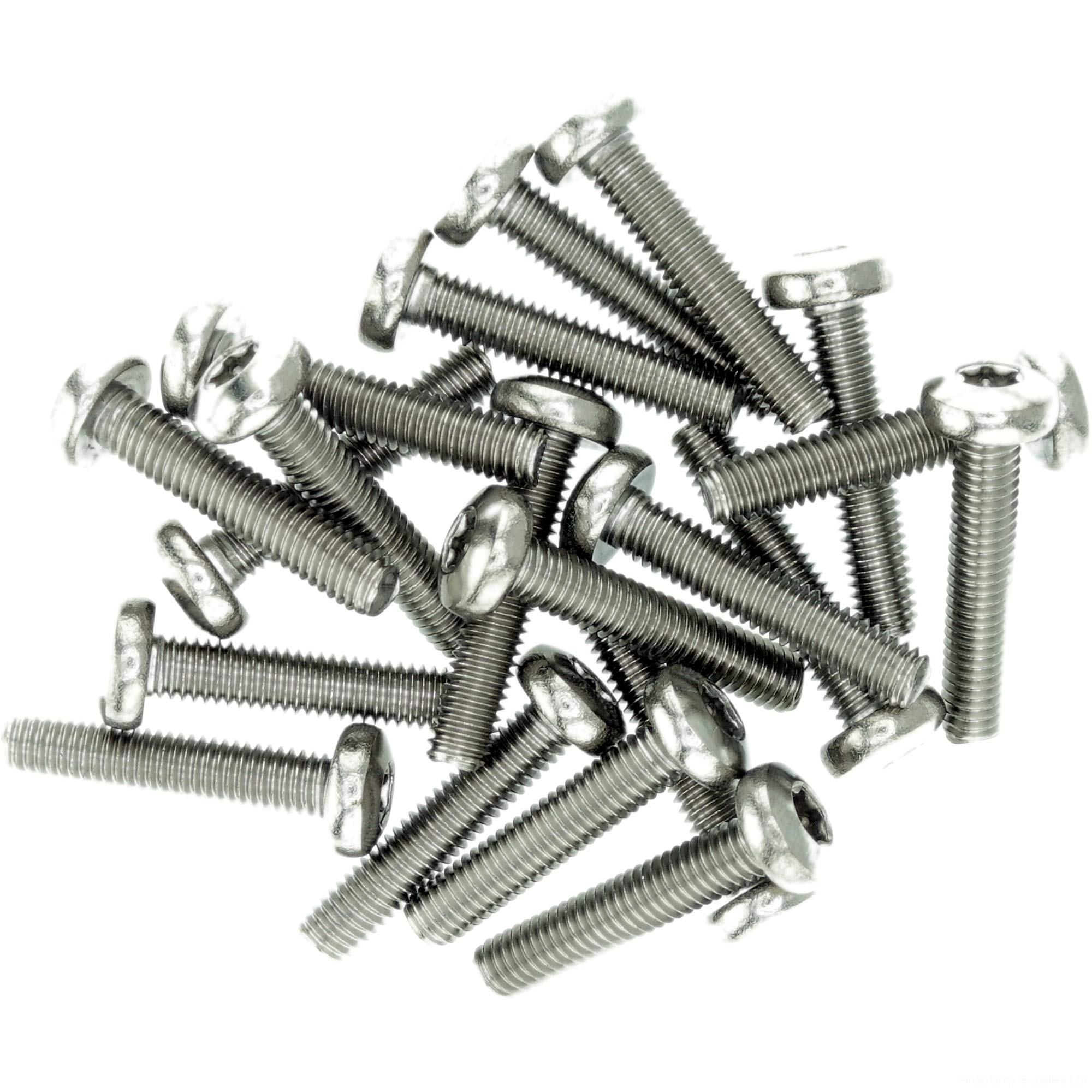 Singularity Supplies M2.5 (2.5Mm X 8Mm) Tx Pan Thread Rolling Screw - Stainless Steel (A2) (Pack Of 20)