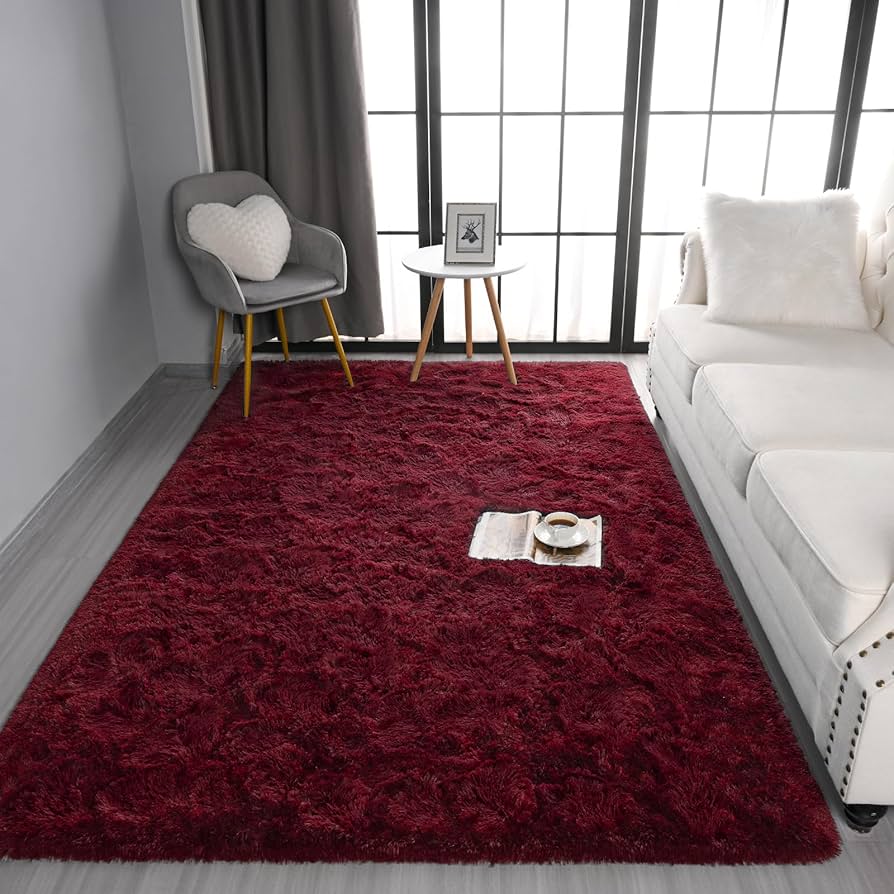 Amazon.com: Pettop Fluffy Burgundy Rug for Bedroom Living