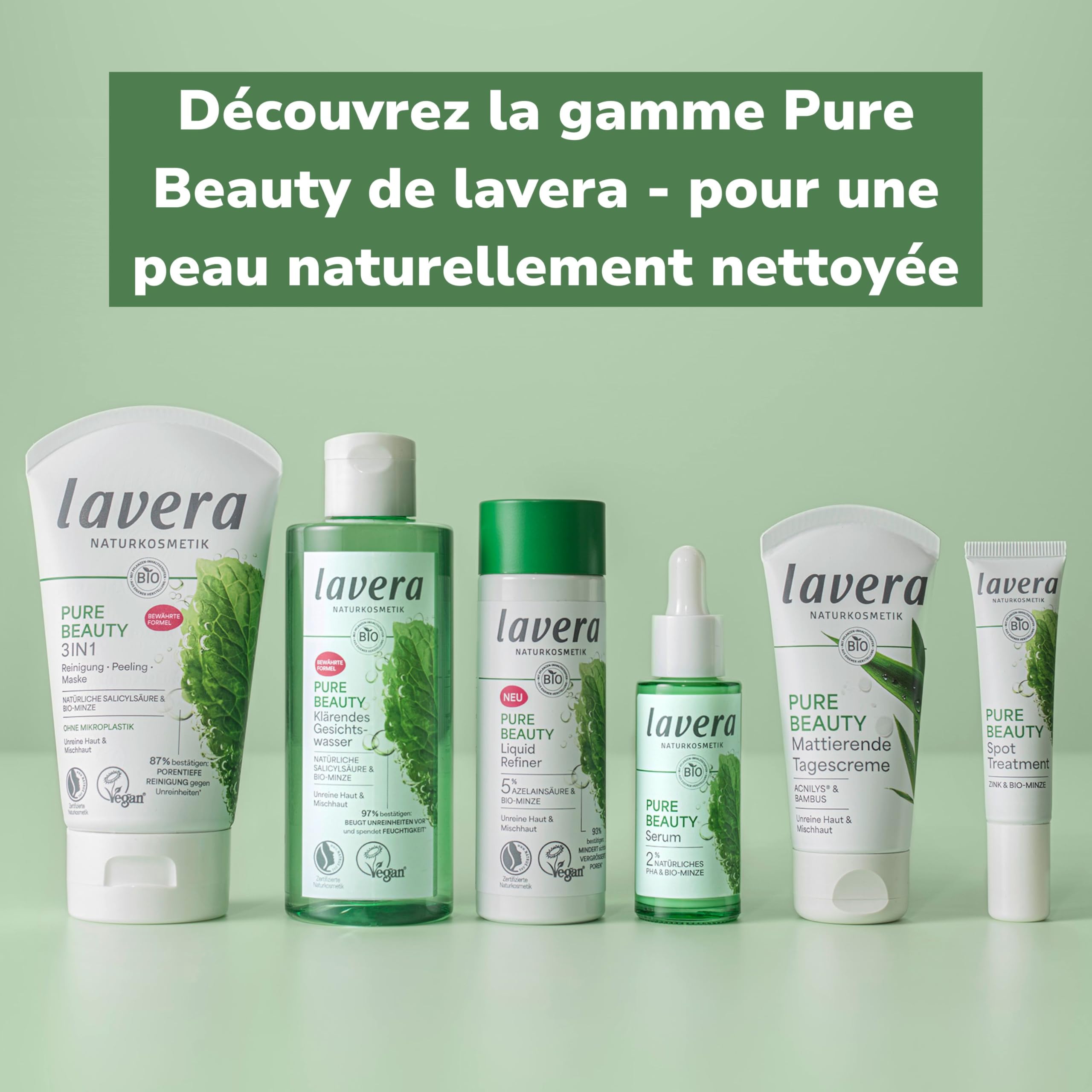 lavera Pure Beauty 3en1 Nettoyant Gommage Masque - Élimine en douceur les cellules mortes - Réduit les points noirs chez 93% des participant(e) s - vegan - 125 ml