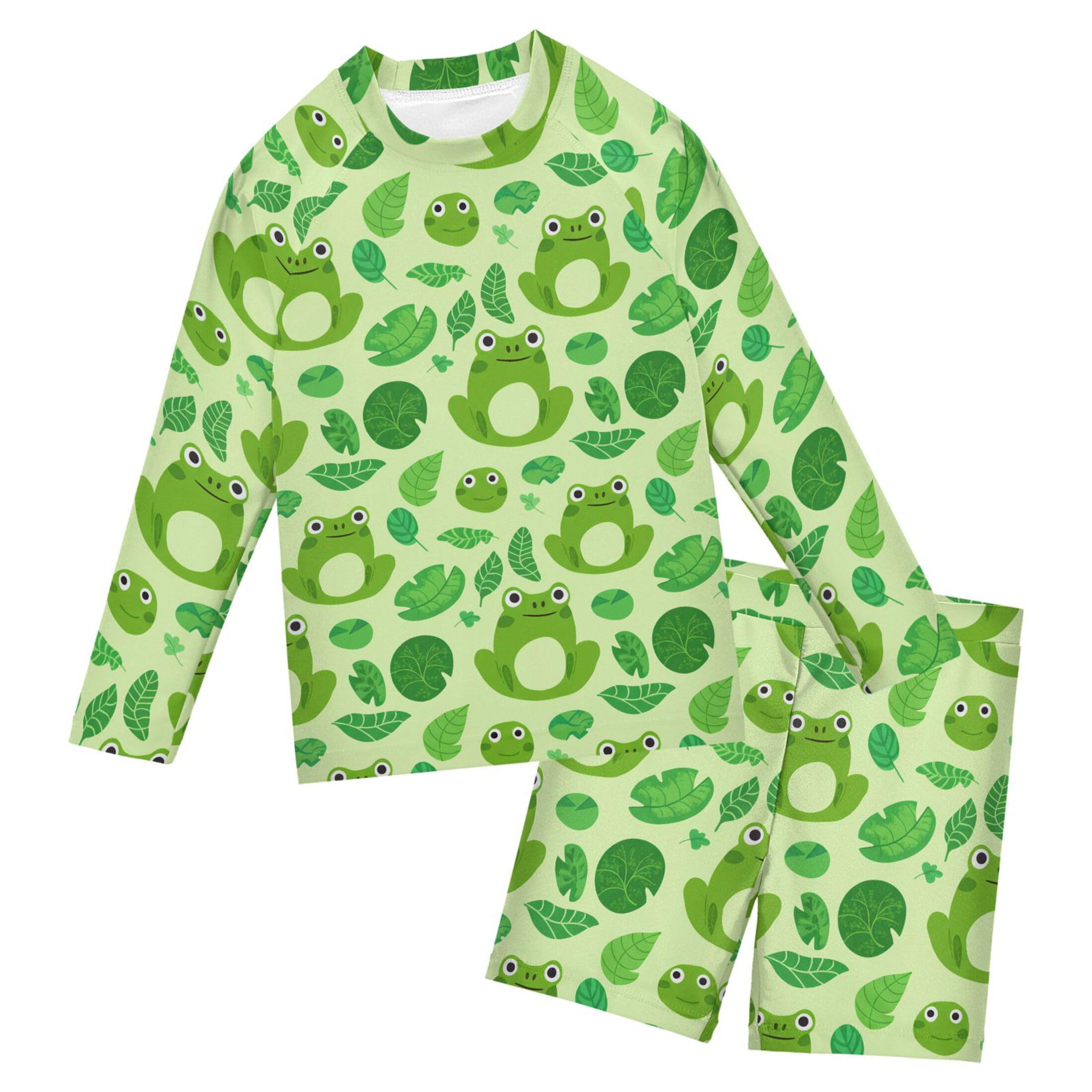 Cute Frog Baby Boys' Toddler Long Sleeved Rashguard Swim Bathing Suit Set B0404129