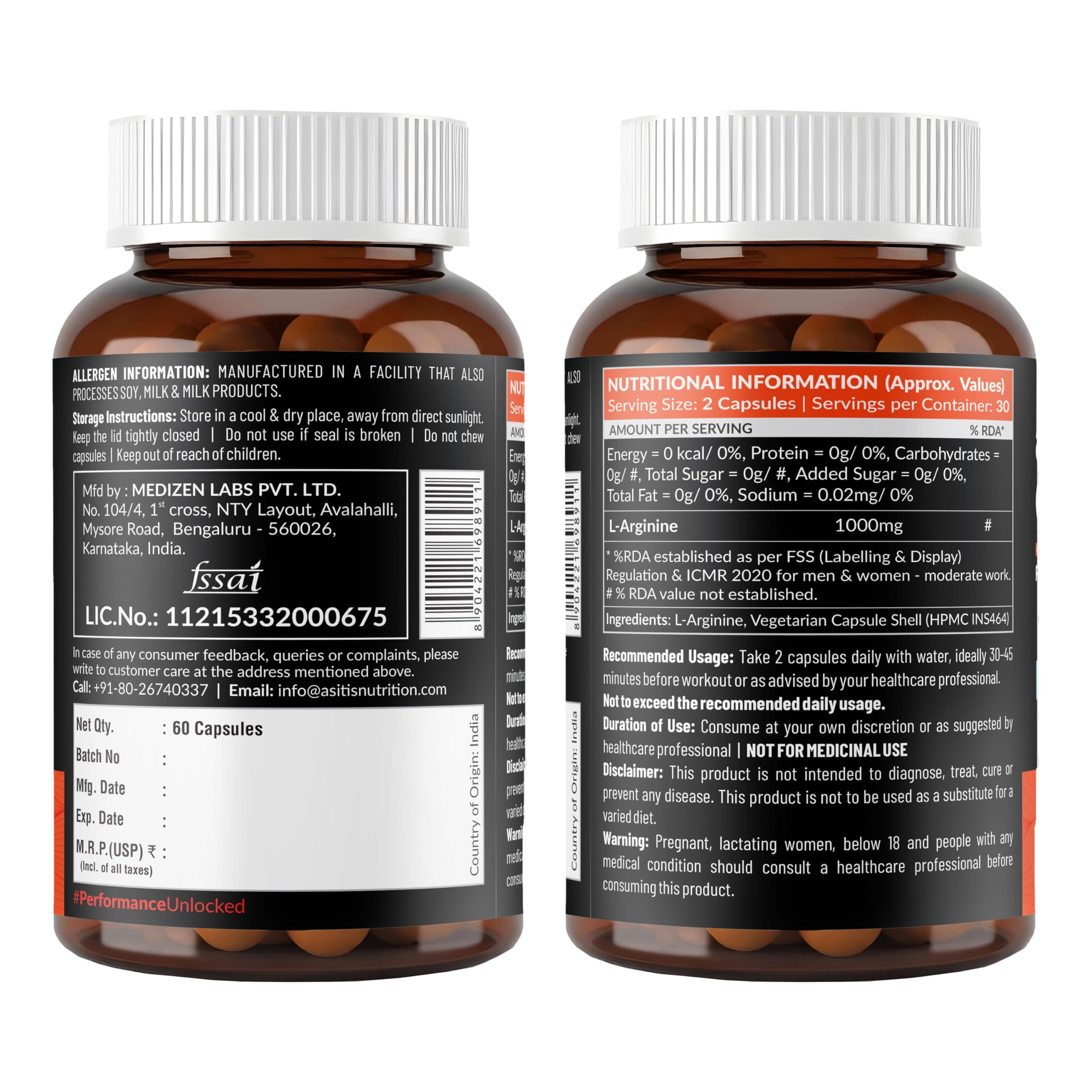 AS-IT-IS One L-Arginine 1000mg, 60 Veg Capsules: Stamina & Endurance Support, Boosts Nitric Oxide Production, Improved Oxygen Flow – Supplement for Adults of All Ages 4