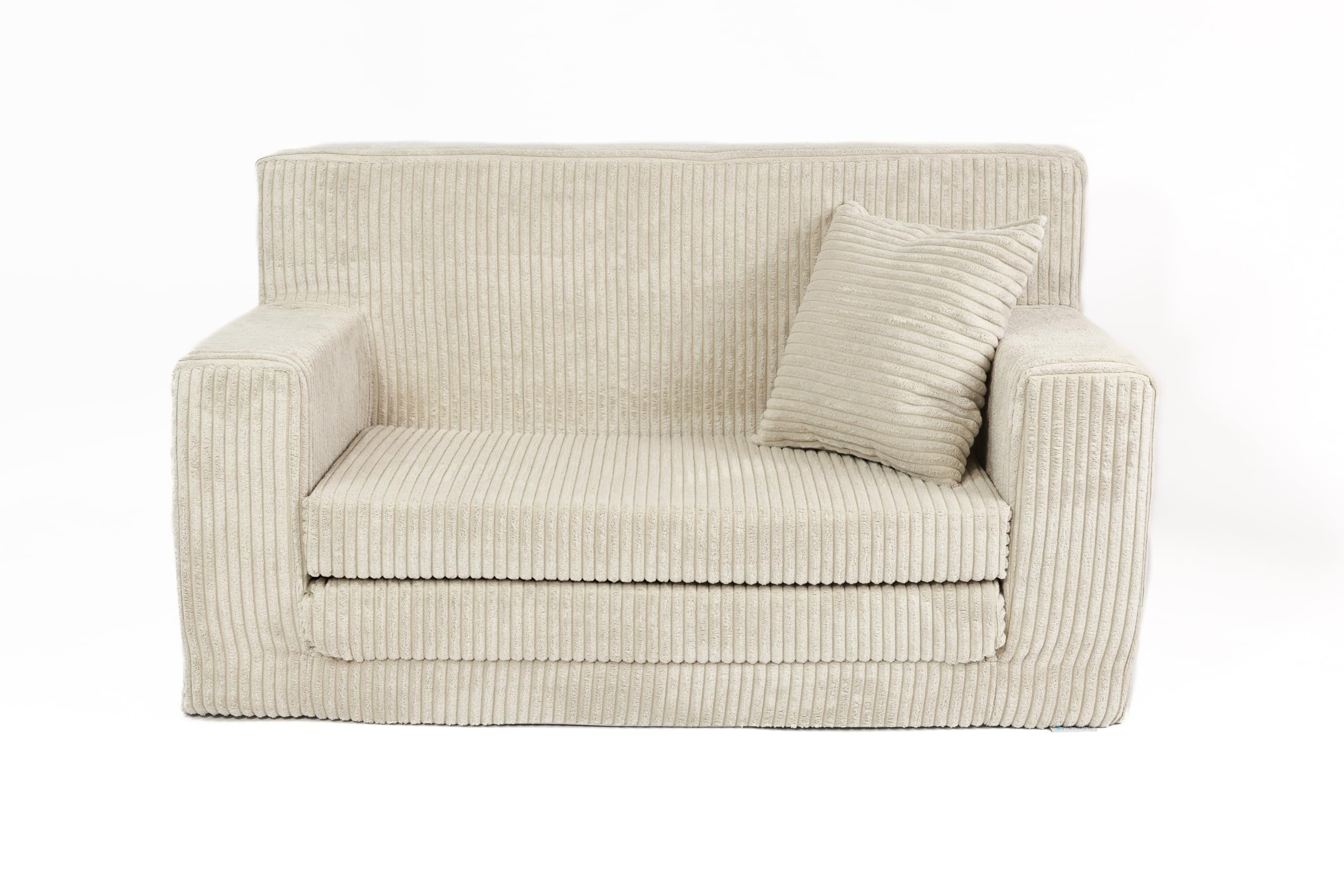 FORTISLINE Kindersofa ausklappbar aus Cord 83x47x43 cm - Kindercouch mit Liegefläche 112 cm, Kinderzimmer Sofa mit Kissen, Abnehmbarer waschbarer Bezug, Oeko-TEX Standard 100