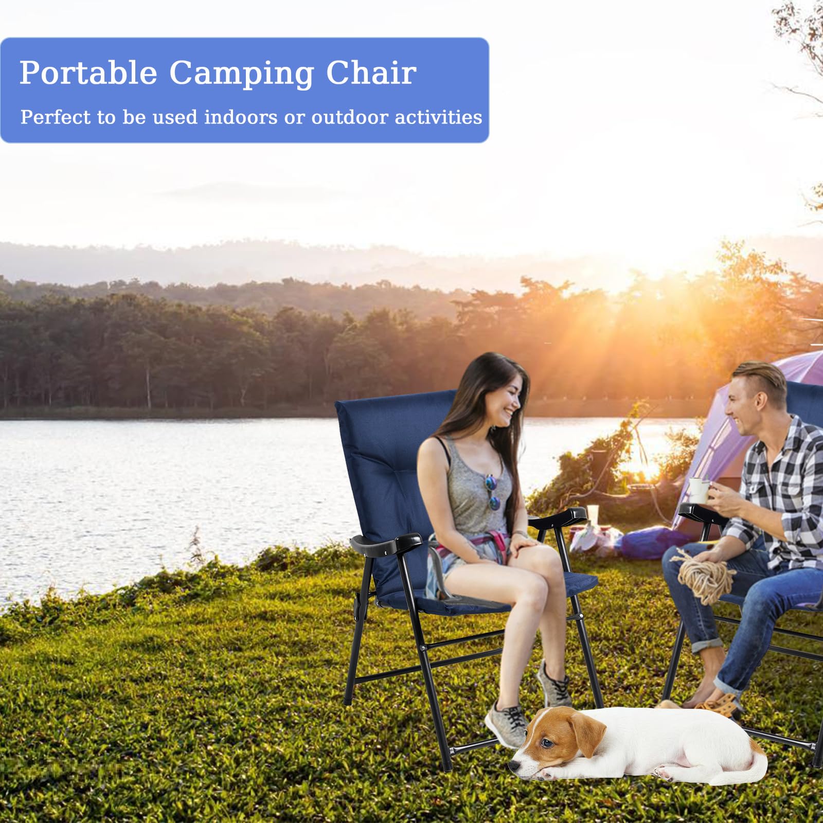 Chaise de Camping de Luxe (Réglable Bleu)
