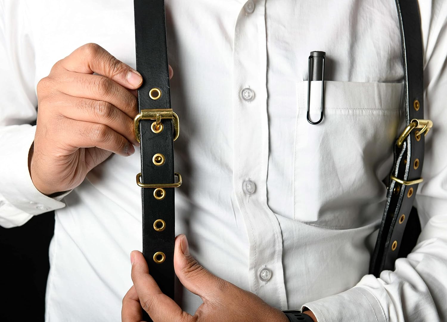 Hulara Full Grain Buff Leather Suspenders For Men/Women Adjustable Back Y Design/Grooms/Wedding/Gift Suspender for women
