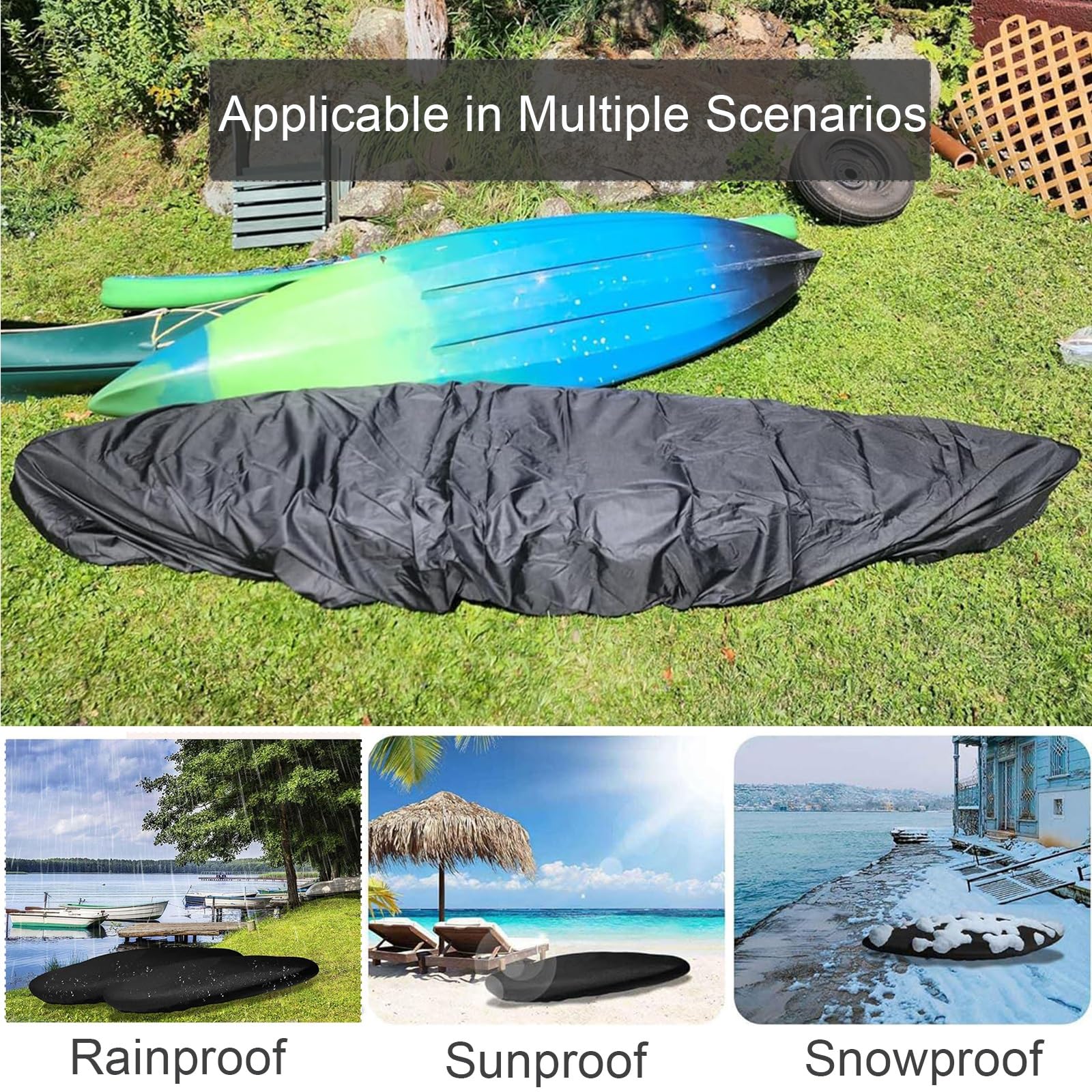 Pokrowiec do przechowywania kajaka, Pokrowiec na kajak do przechowywania zewnątrz Wielokolorowy, wiele rozmiarów(Camo,For 6.8-8.2ft kayak)