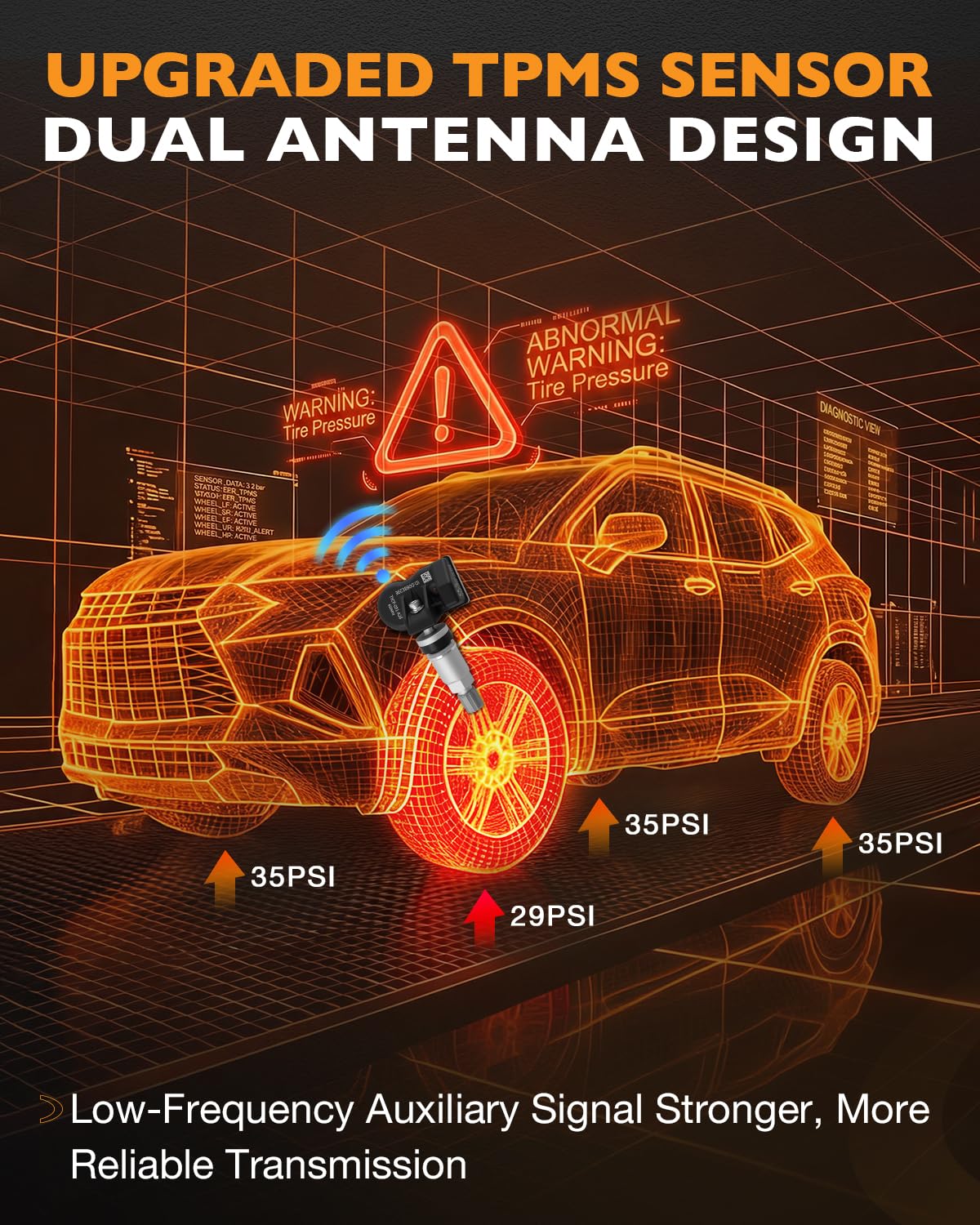 433MHz Pre-Programmed TPMS Sensor, Tire Pressure Monitoring Sensor Compatible with Mercedes-Benz 2016-2024 GLC300 2016-2019 GLE350, Jeep Wrangler, Replace#A0009050030, 4Pcs