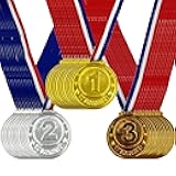 36 Pieces Plastic Winner Award Medals for Kids, Childrens Plastic Gold Silver Bronze Medals for Sports, Games Competitions, Party Favors and Decorations