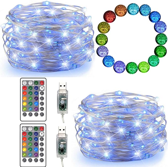 FANSIR LED String Lights, 2 Set 50 Led USB Powered Multi Color Changing