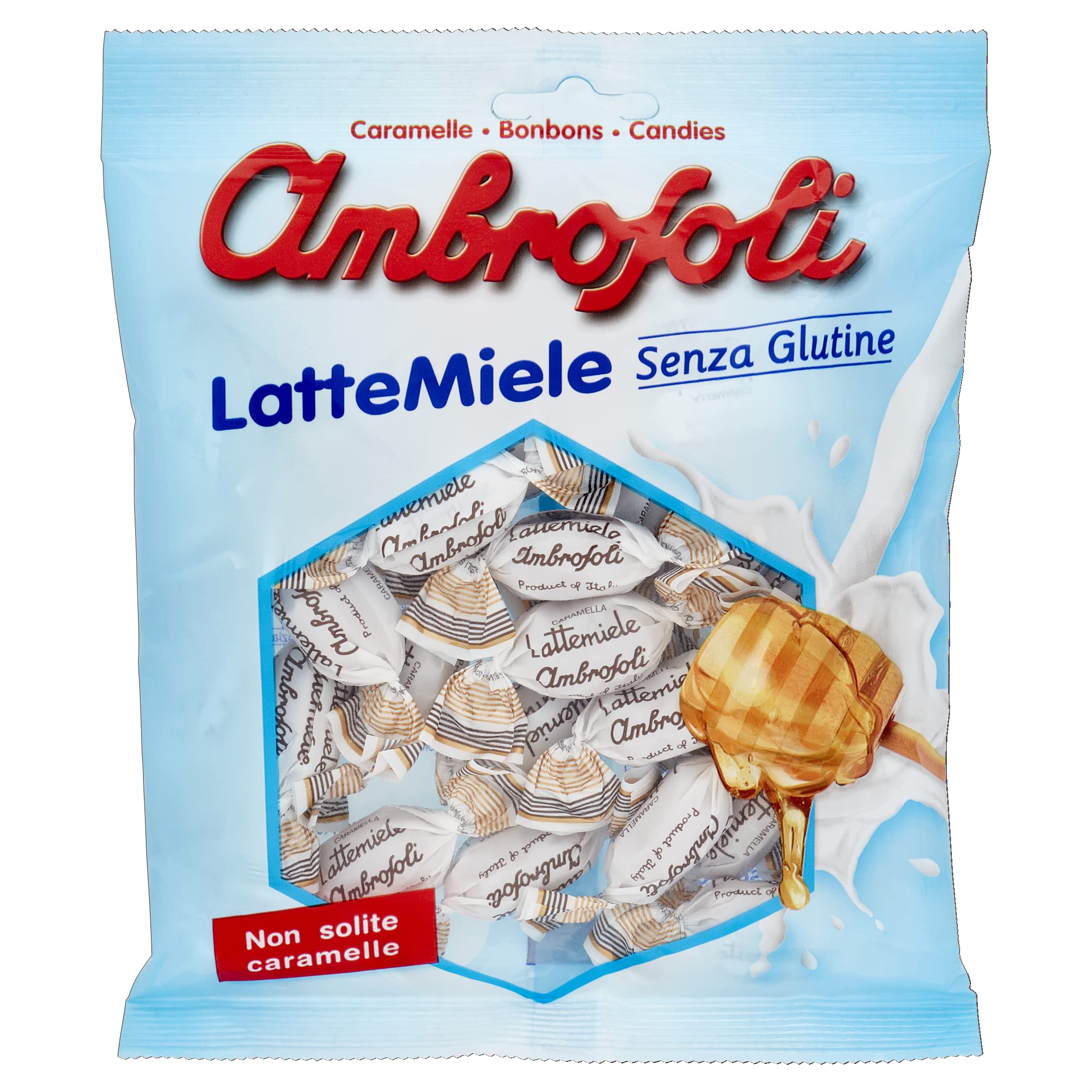 Ambrosoli LatteMiele Honey & Milk Filled Candy, Gluten-Free - Italian Hard Candy Individually Wrapped - Honey Flavor - Made in Italy Candies (4.76 oz